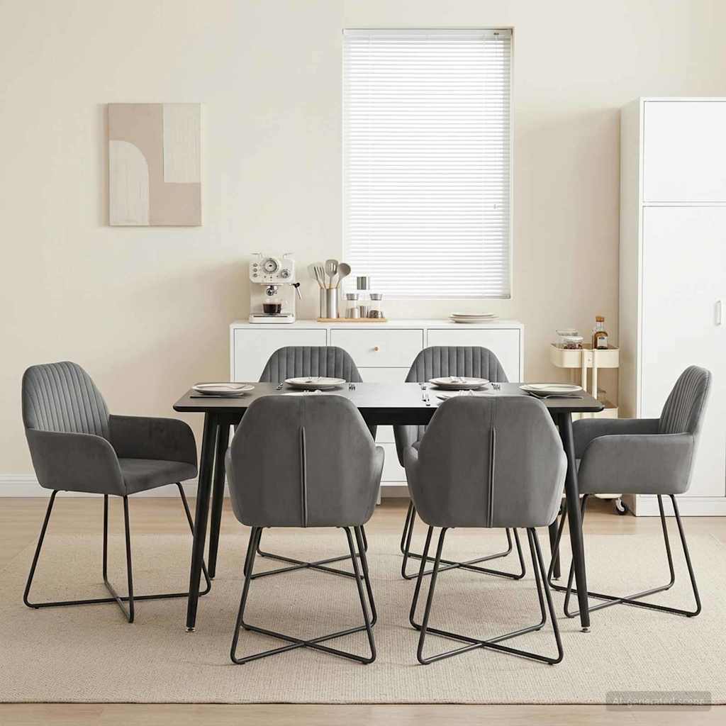 Trpezarijske stolice 6 pcs Baršun Tamnosiva 55 x 50 x 84 cm