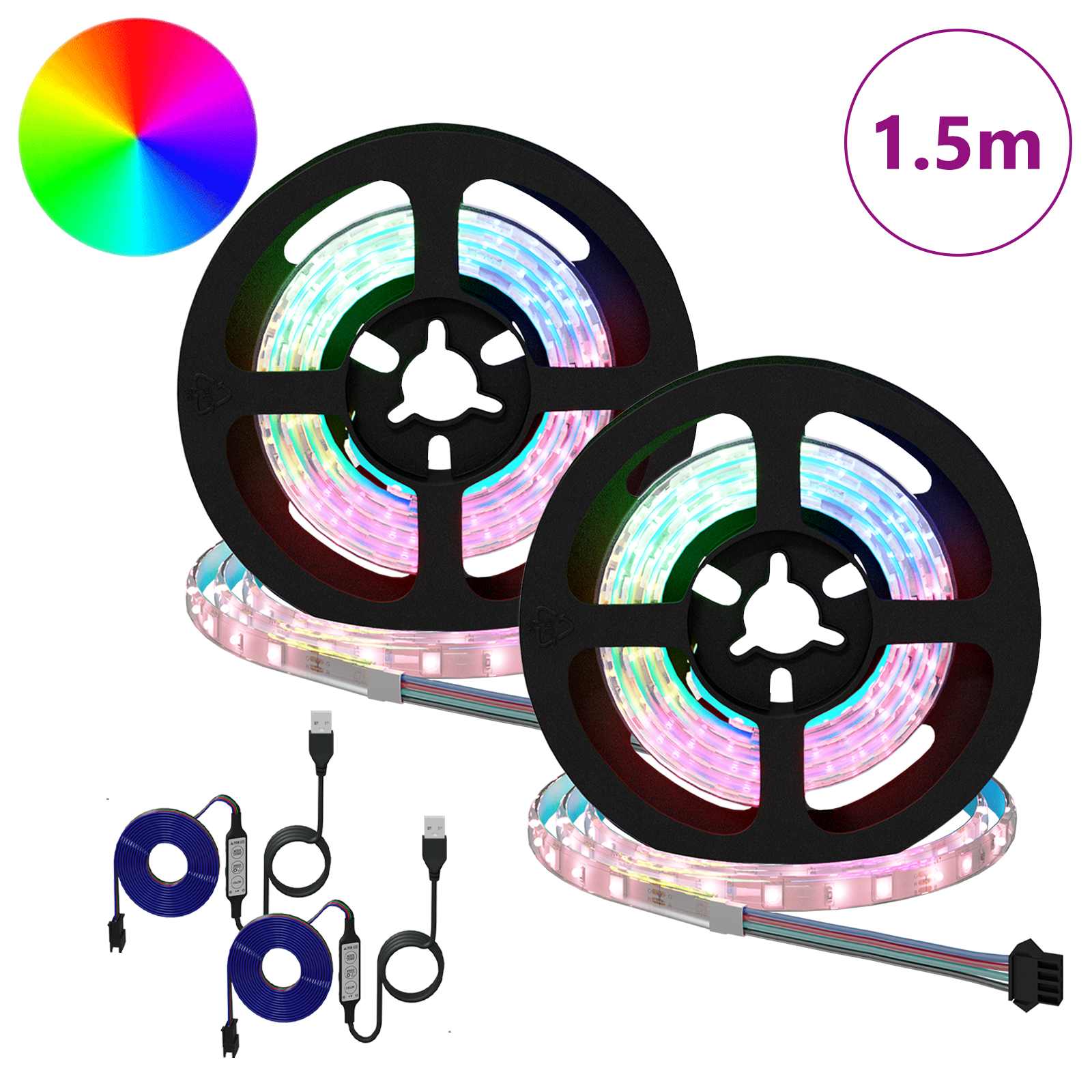 LED traka 2 pcs Crna i prozirna 750 mm Bakar i plastika