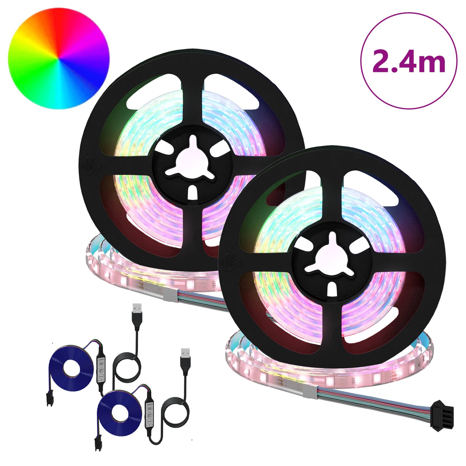 LED traka 2 pcs Crna i prozirna 1200 mm Bakar i plastika