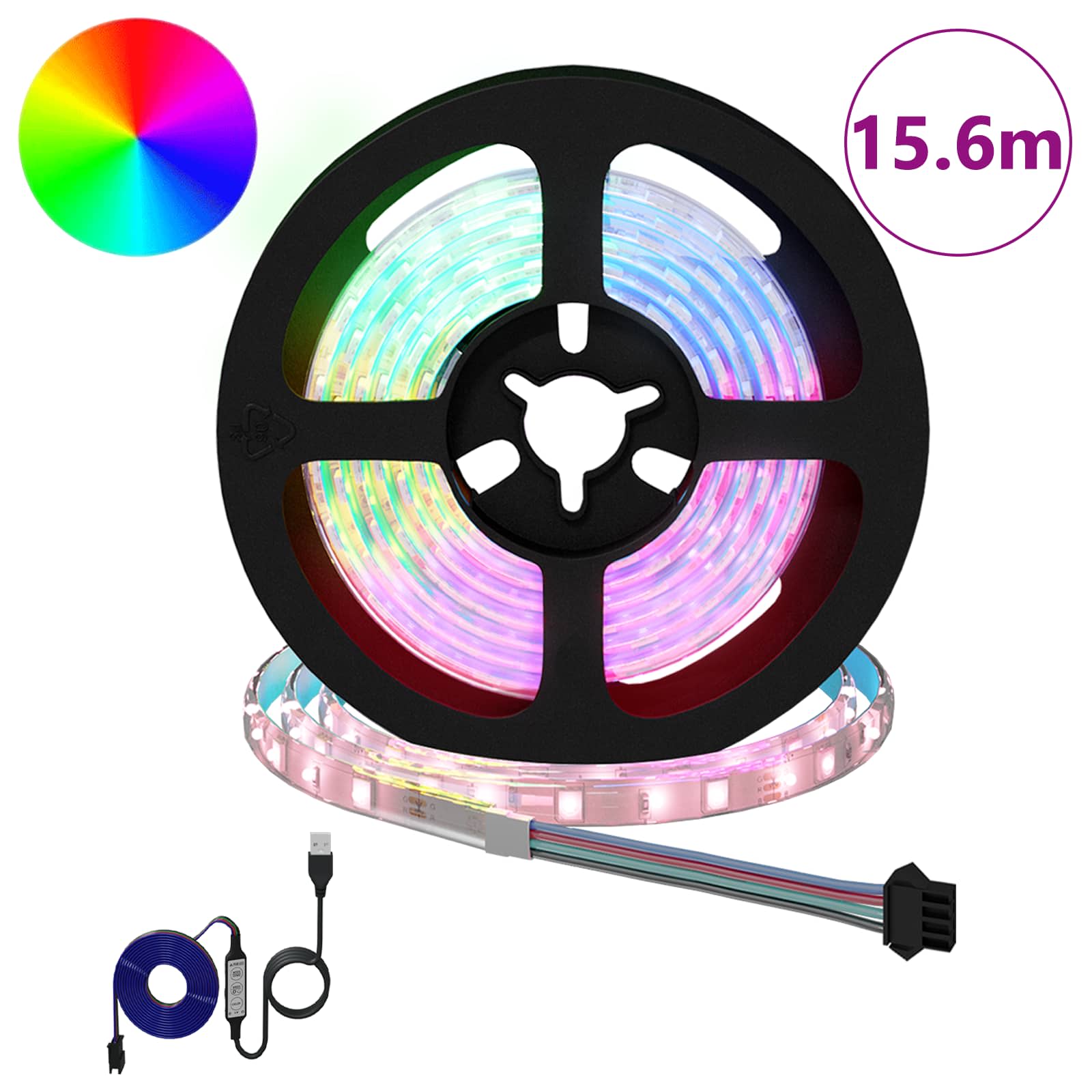 LED traka 12 pcs Crna i prozirna 1300 mm Bakar i plastika