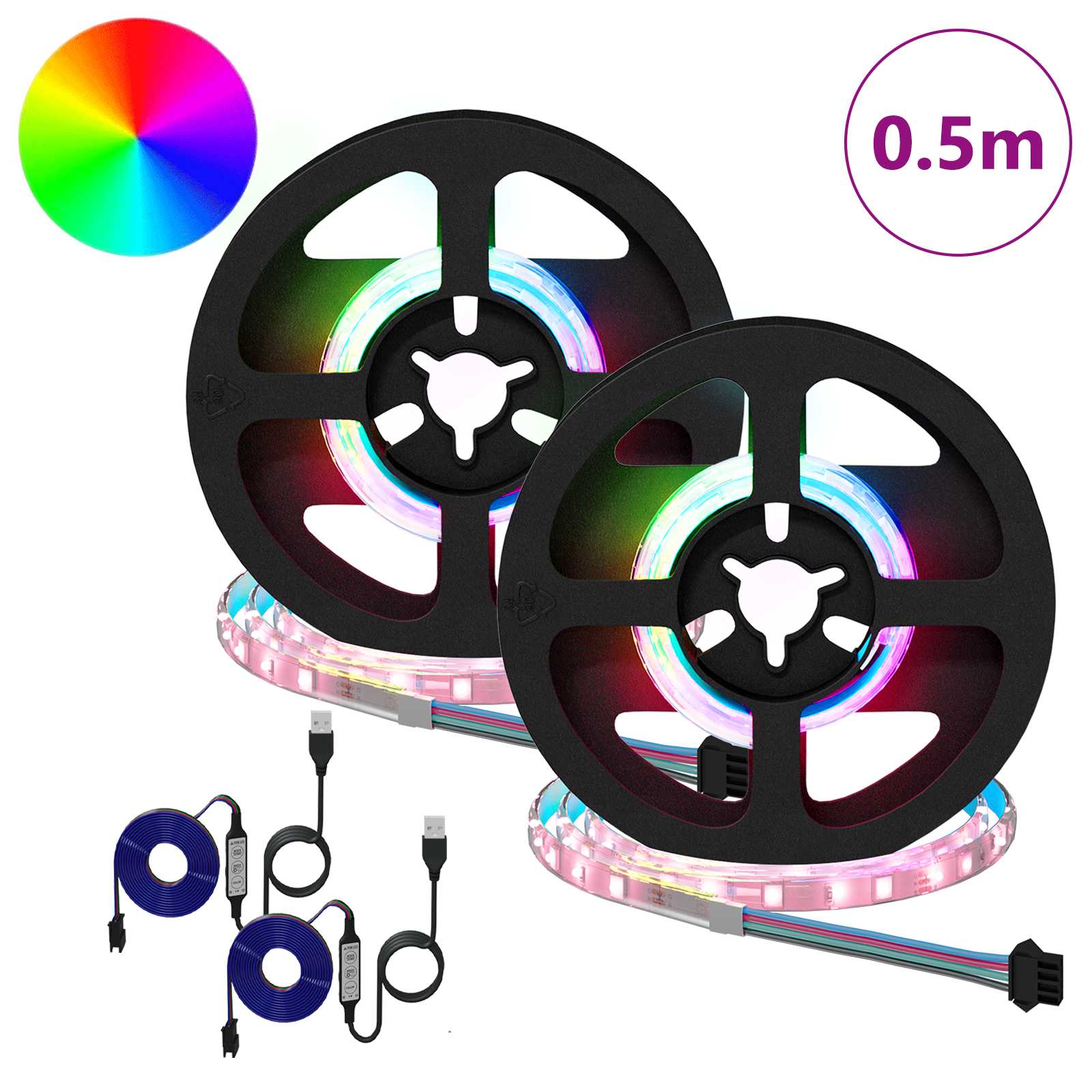 LED traka 2 pcs Crna i prozirna 250 mm Bakar i plastika