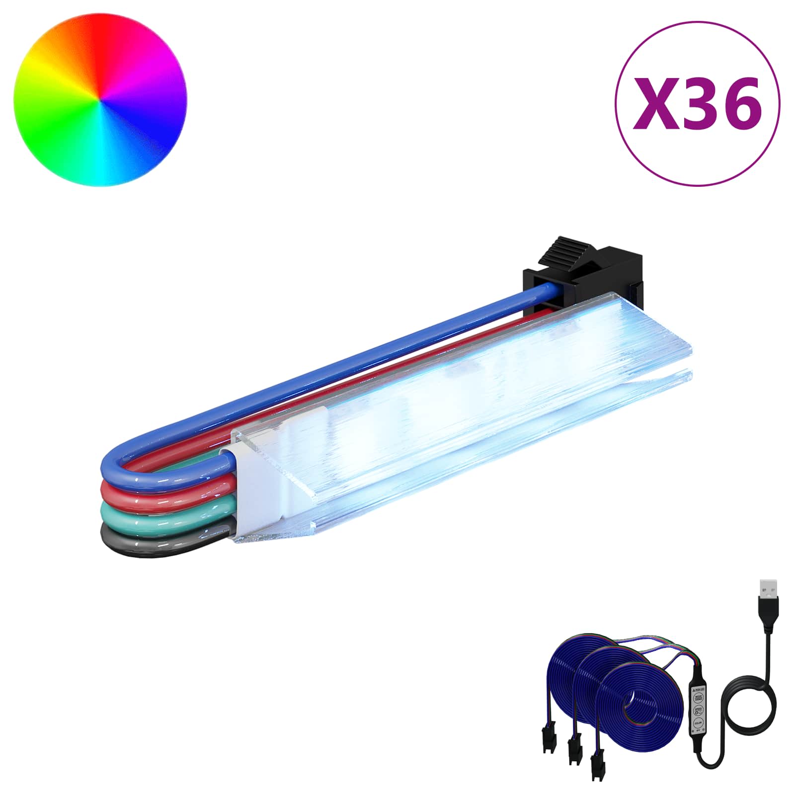 LED traka 12 pcs Crna i višenamjenska 1745 mm Bakar i plastika