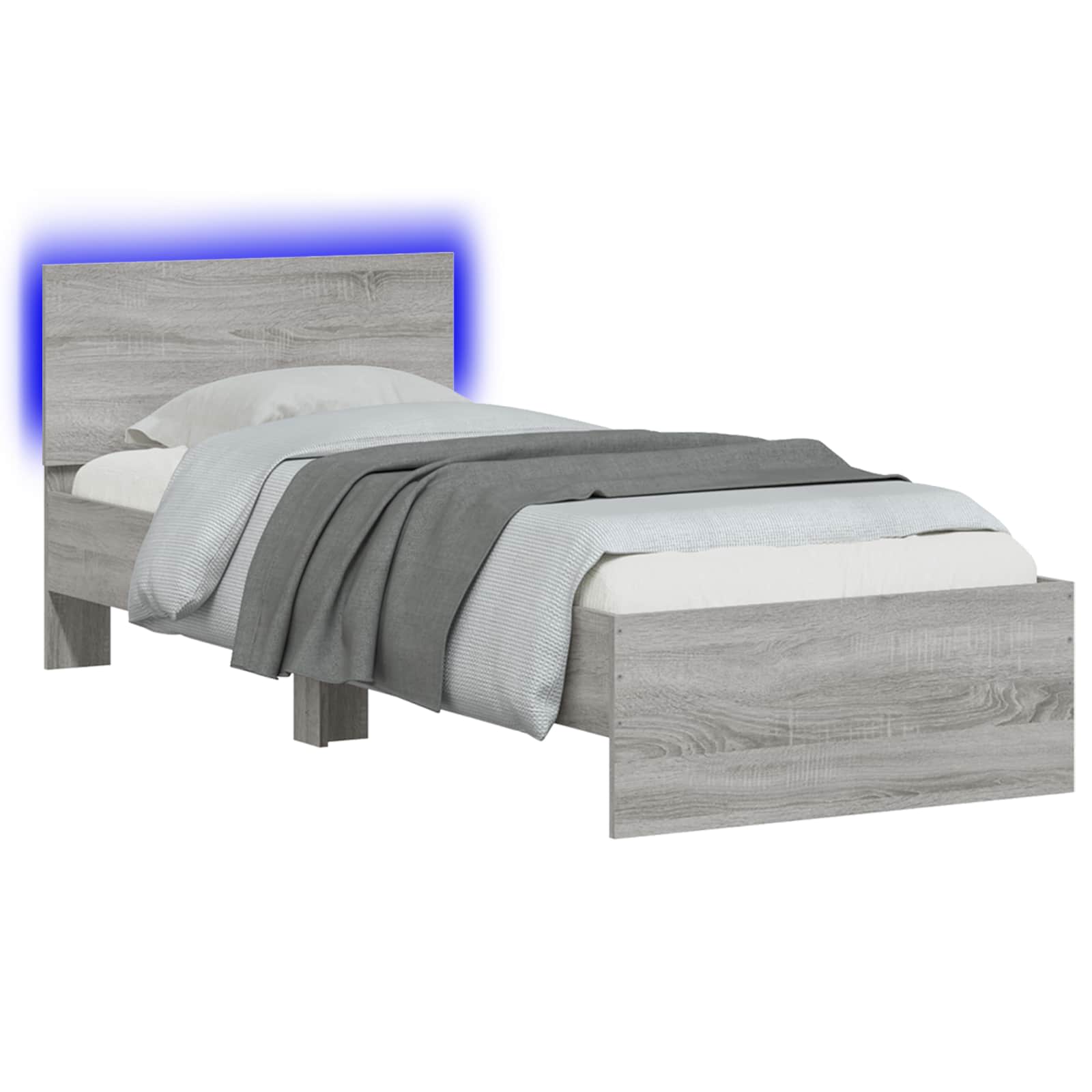 Krevetna konstrukcija s LED svjetlom Siva Sonoma 80 x 200 cm