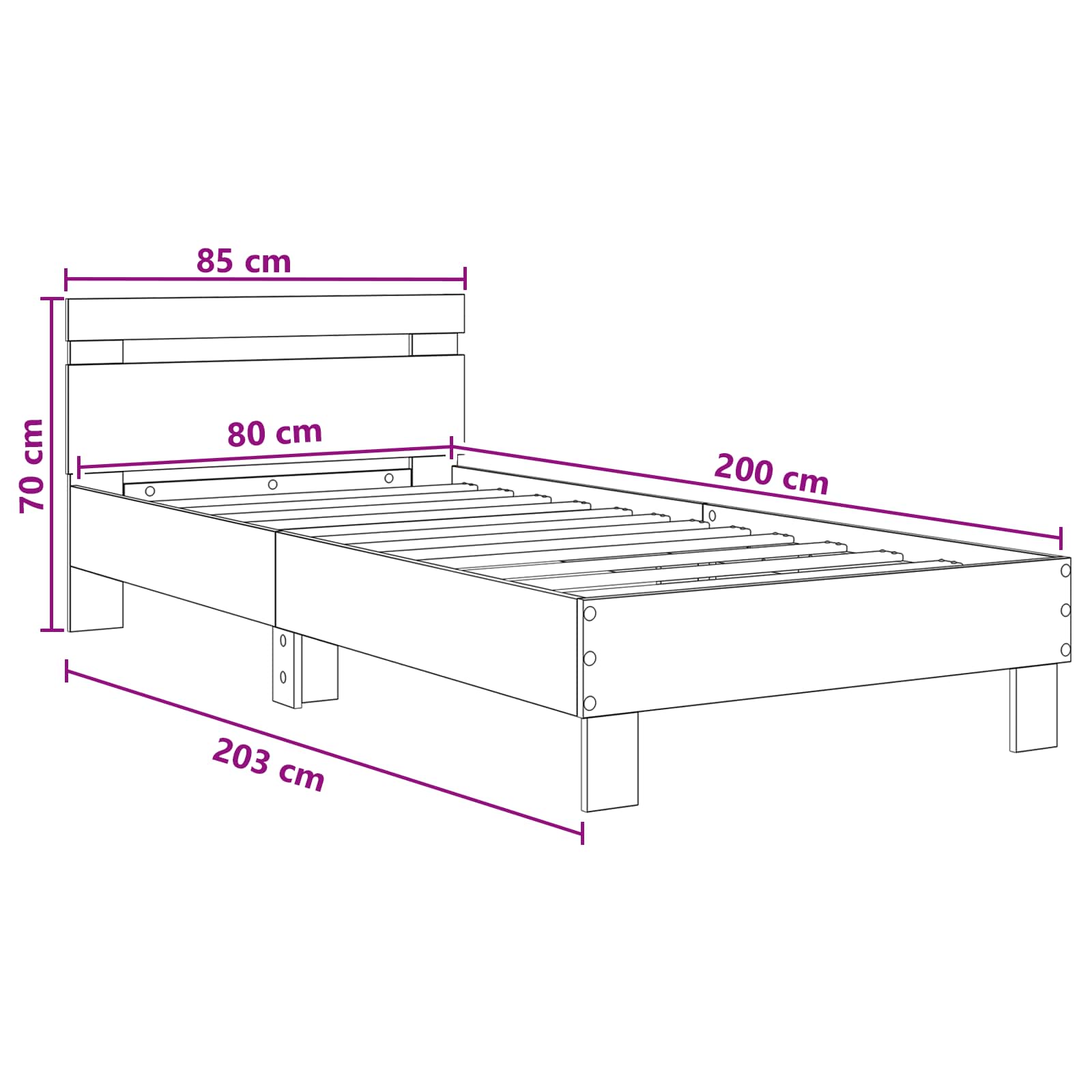 Okvir kreveta s uzglavljem Staro drvo 80 x 200 cm