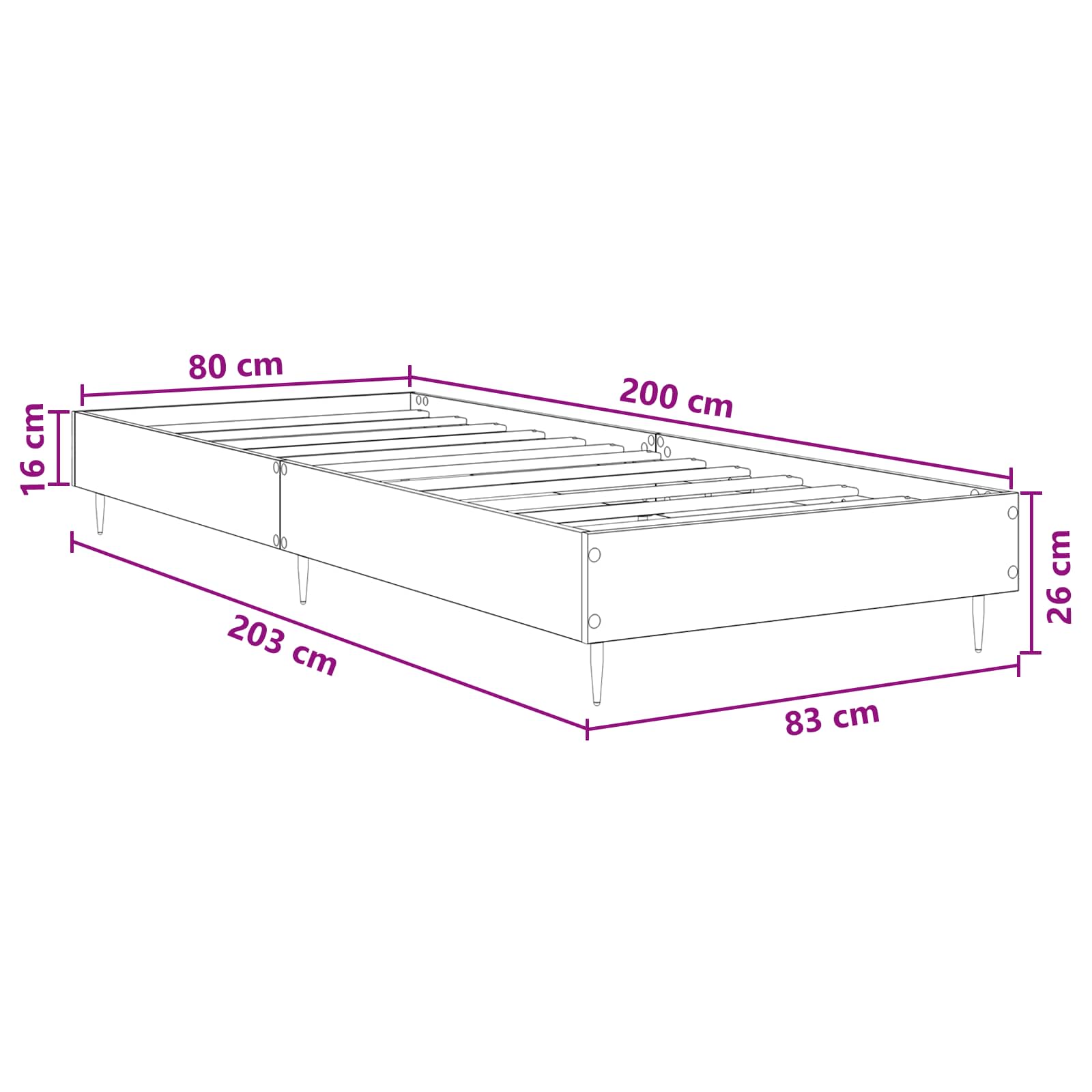 Krevetna konstrukcija Staro drvo 80 x 200 cm Konstruirano drvo