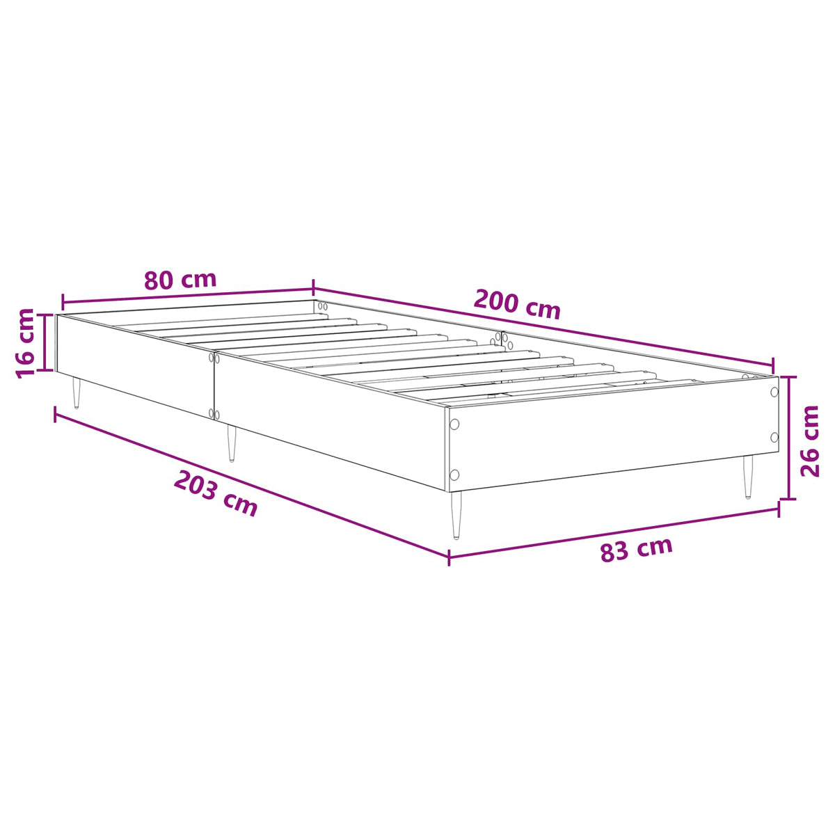 Krevetna konstrukcija Betonska siva 80 x 200 cm