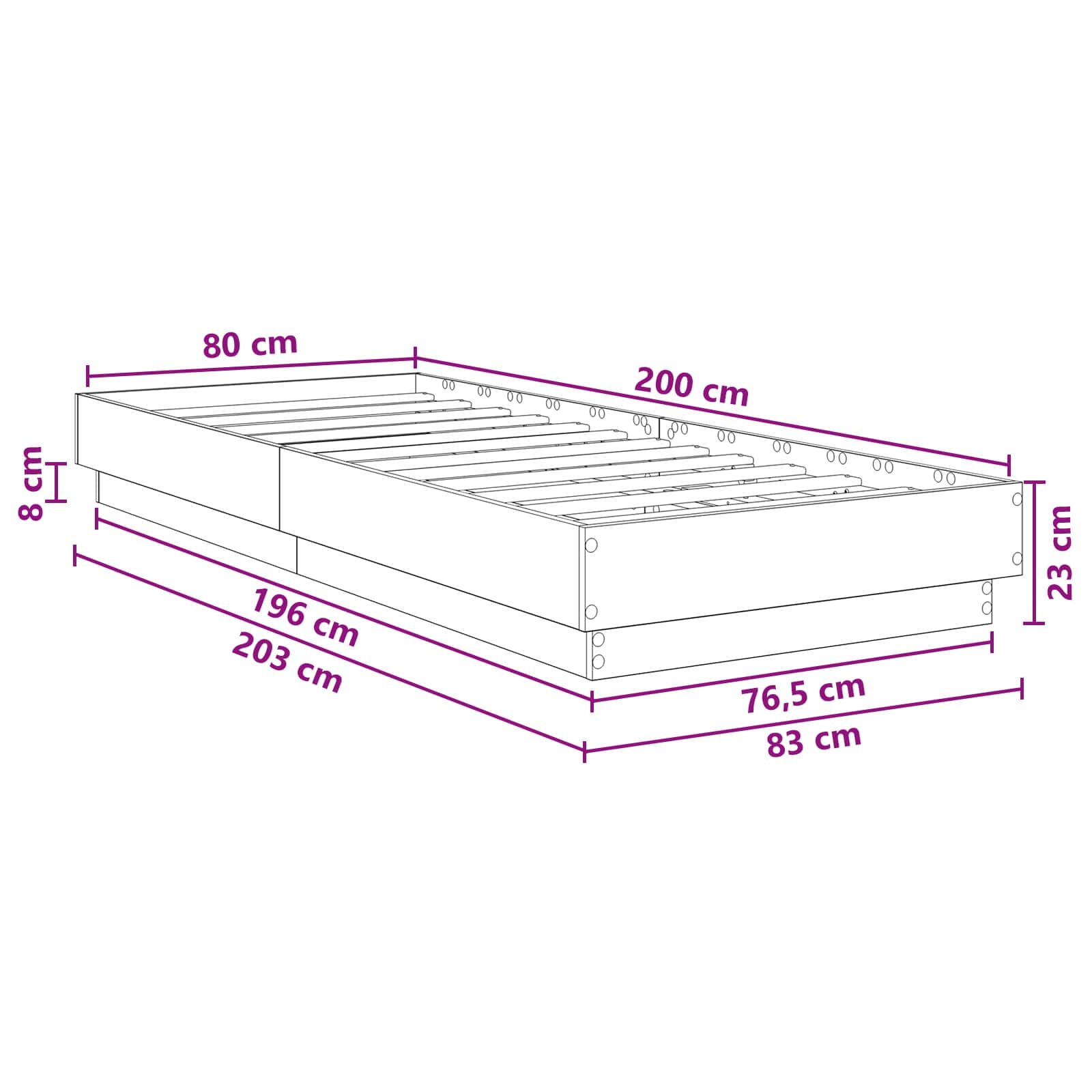 Okvir kreveta za pod Hrast sonoma 80 x 200 cm Konstruirano drvo