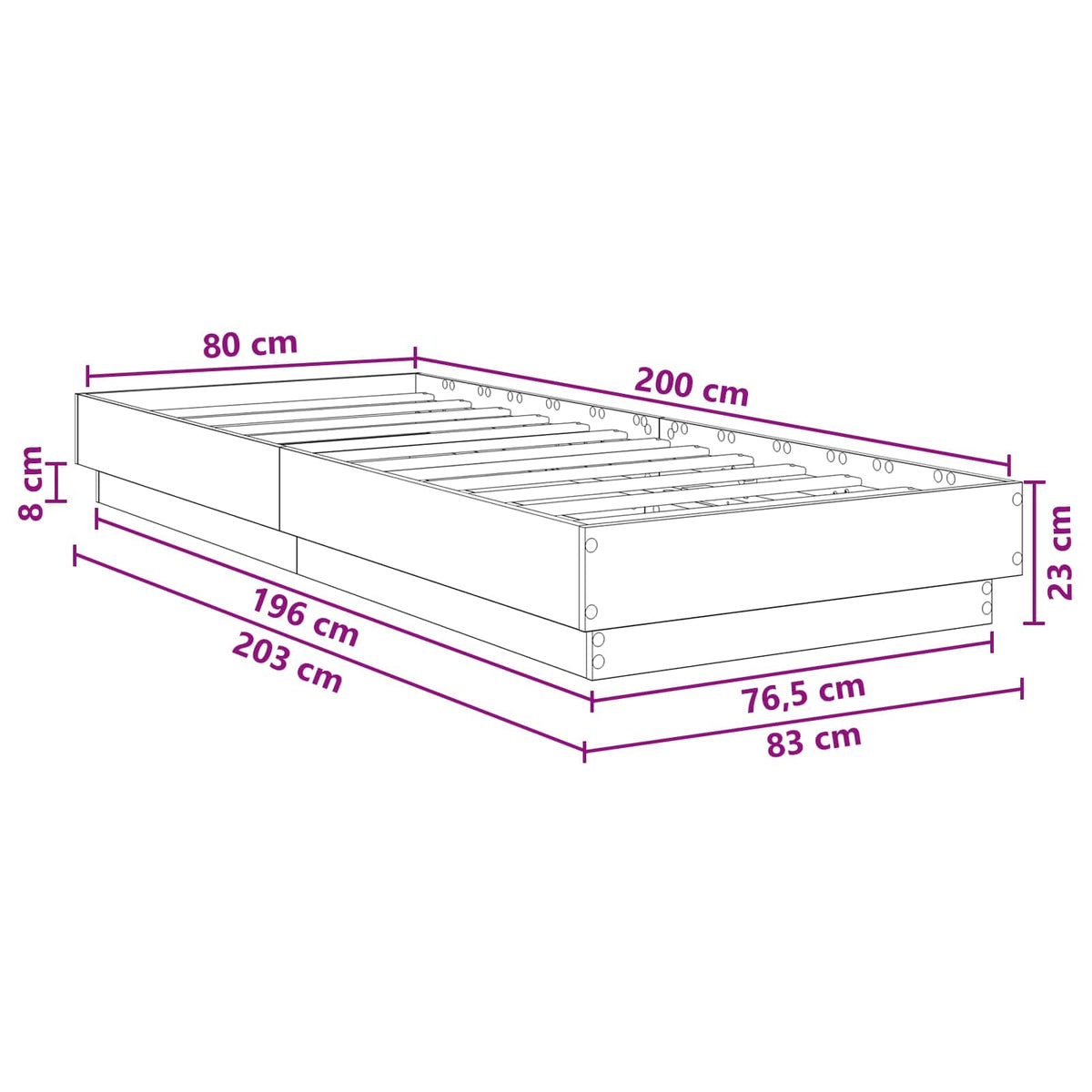 Okvir kreveta za pod Hrast sonoma 80 x 200 cm Konstruirano drvo