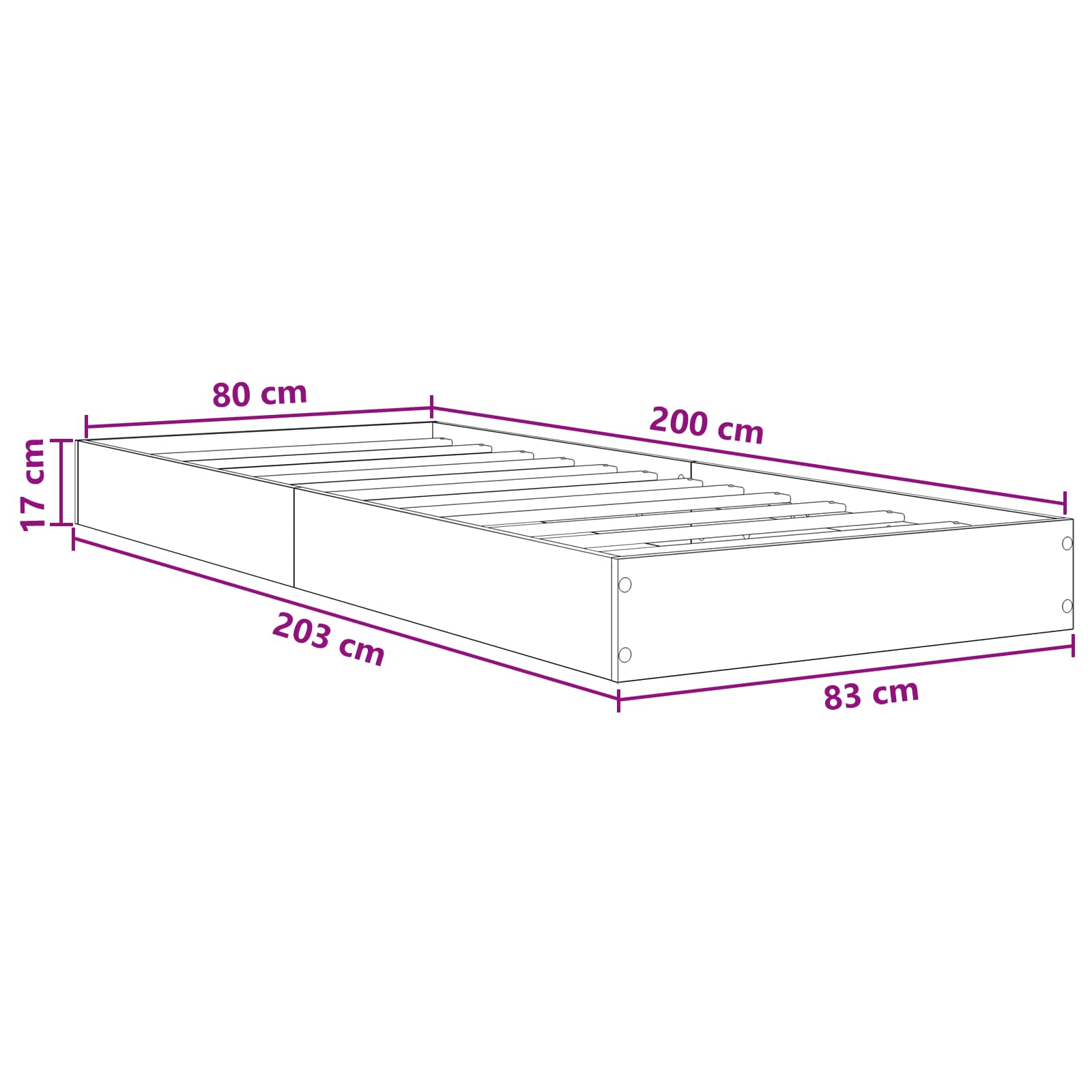 Okvir kreveta za pod Betonska siva 80 x 200 cm