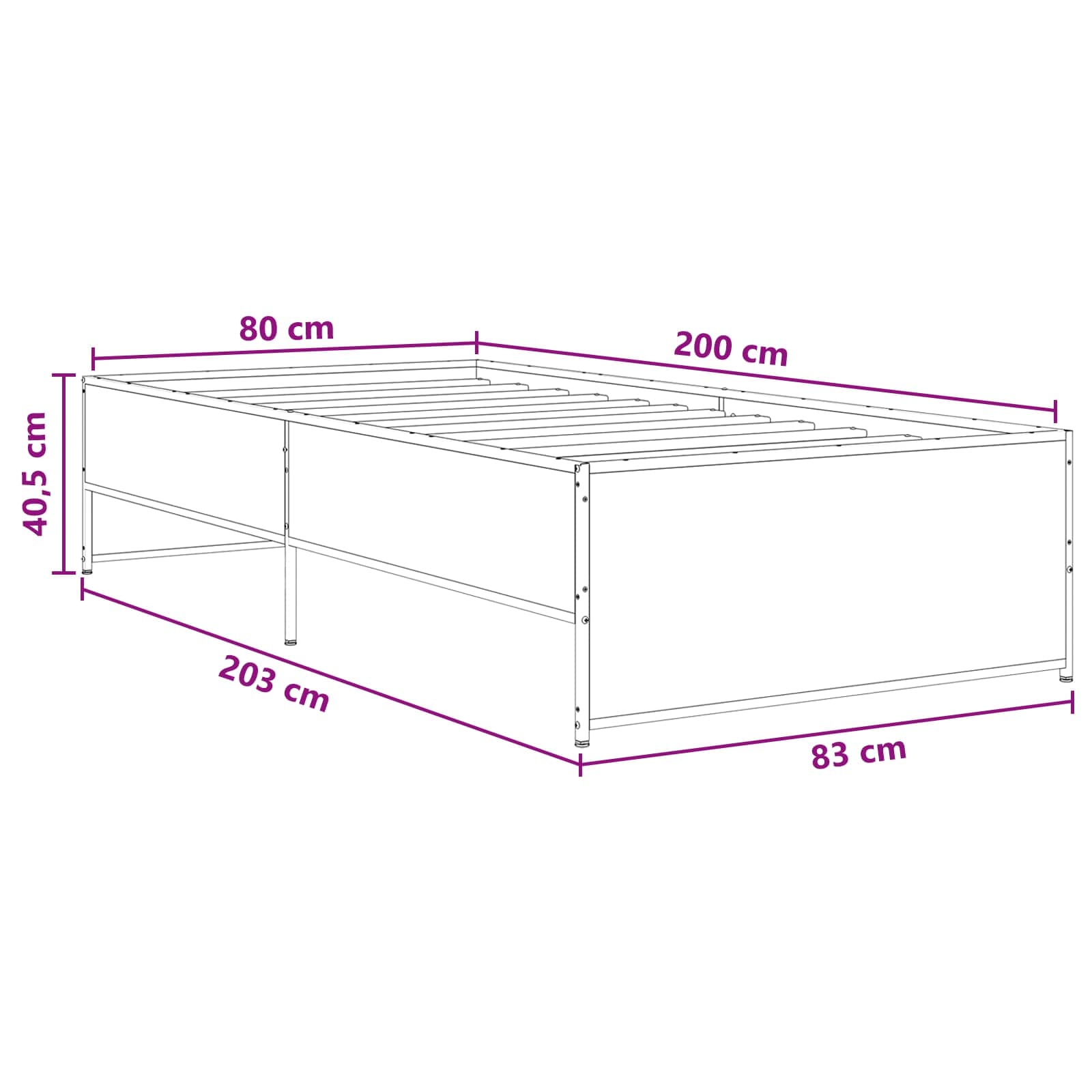 Krevetna konstrukcija Staro drvo 80 x 200 cm Konstruirano drvo