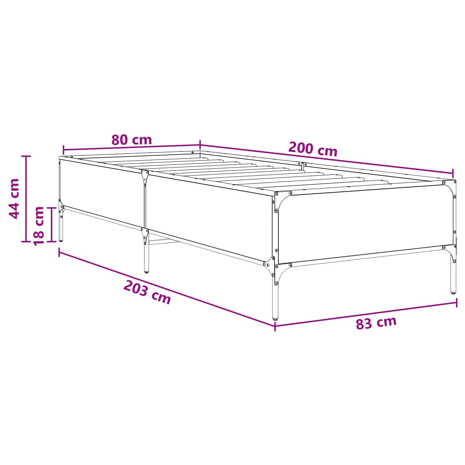 Krevetna konstrukcija Staro drvo 80 x 200 cm Konstruirano drvo