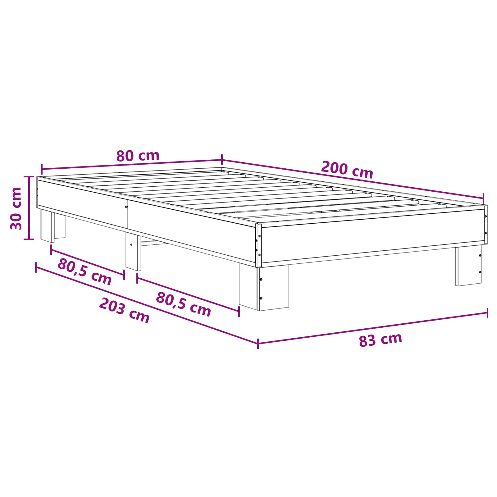 Krevetna konstrukcija Staro drvo 80 x 200 cm Konstruirano drvo