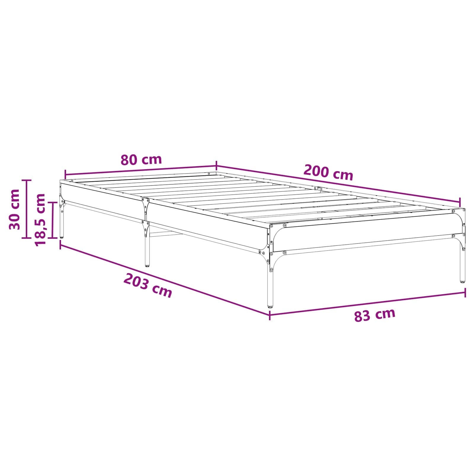 Krevetna konstrukcija Crni hrast 80 x 200 cm Konstruirano drvo