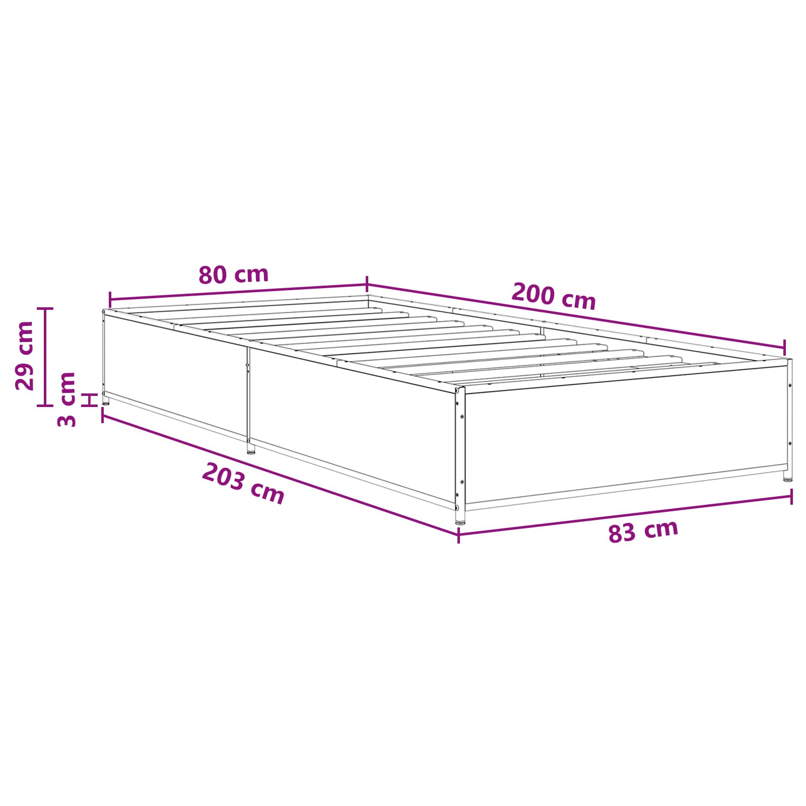 Krevetna konstrukcija Staro drvo 80 x 200 cm Konstruirano drvo