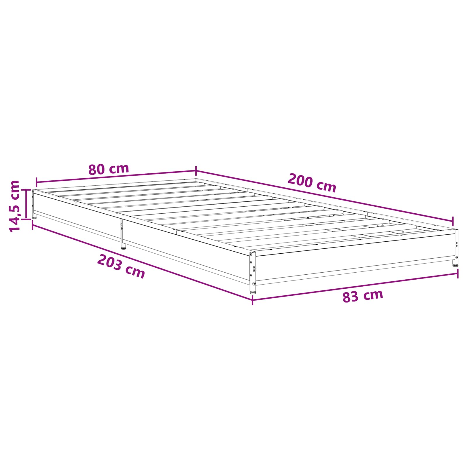 Krevetna konstrukcija Crni hrast 80 x 200 cm Konstruirano drvo