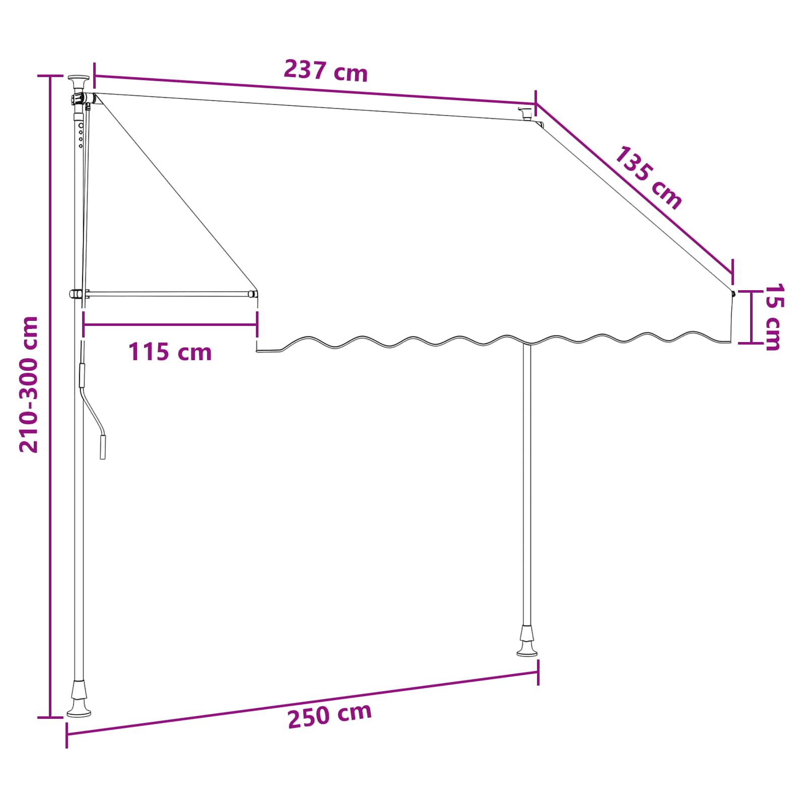 Ručno sklopiva tenda Smeđa 250 cm