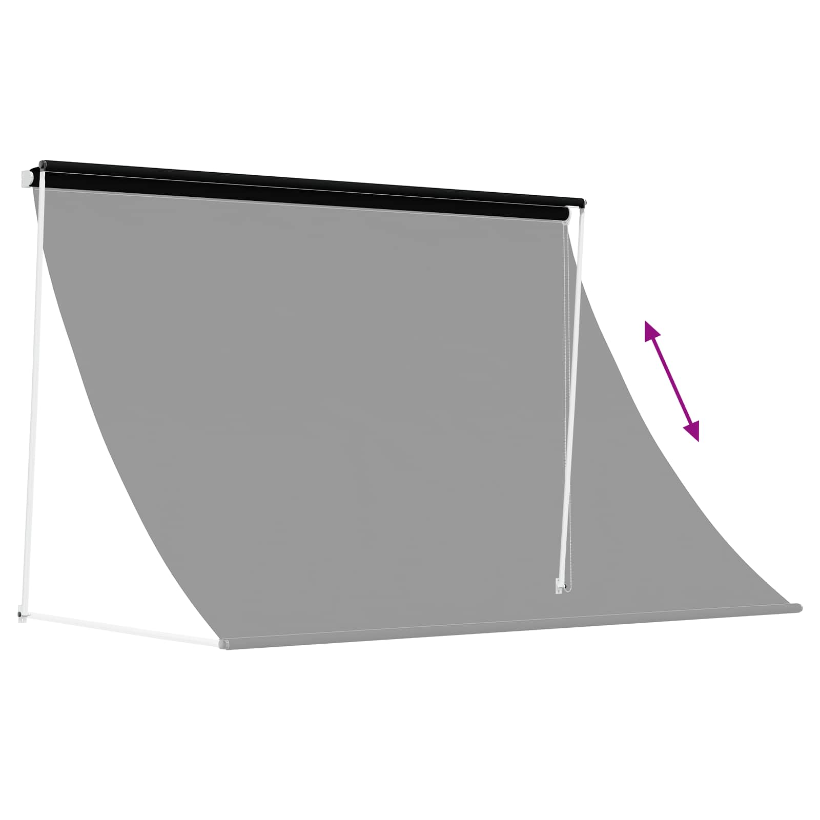 Nadstrešnica Crna 350 x 150 cm 180 g / m² poliester s PU premazom