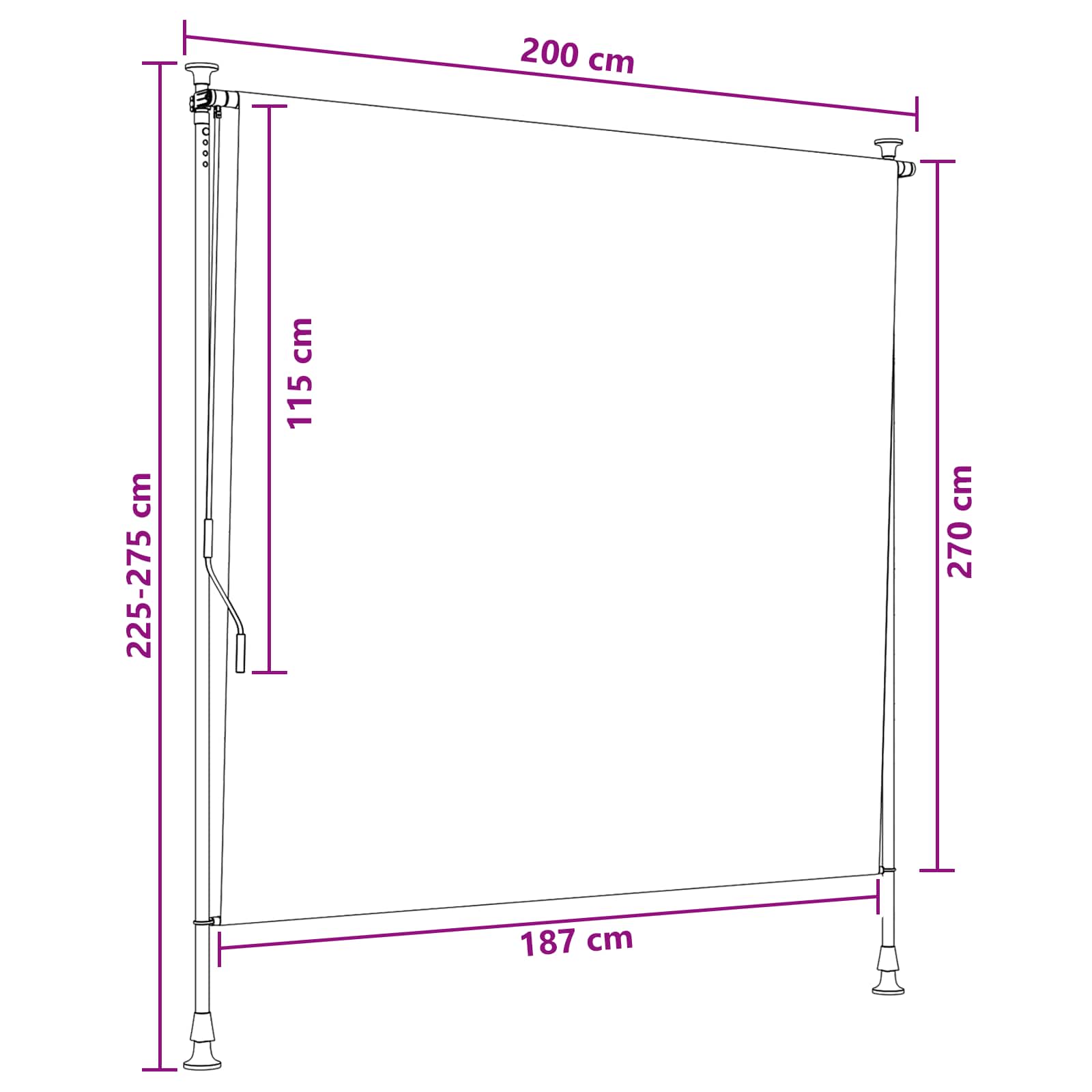 Vanjska Roleta Svjetlosiva 150 x 270 cm