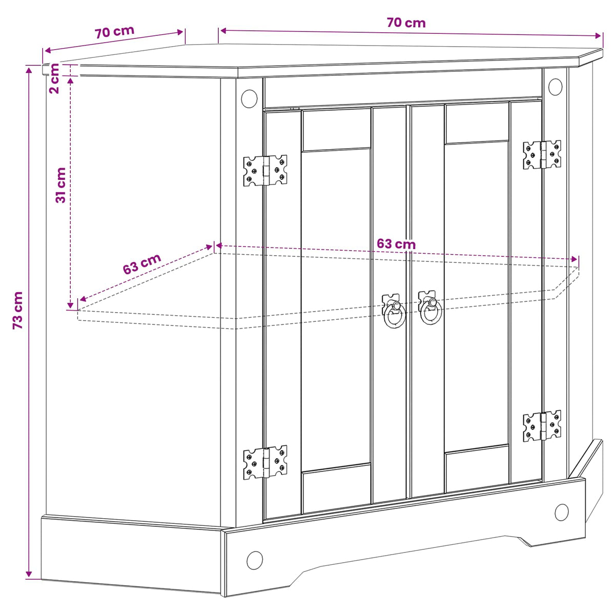 Stalak za akvarij CORONA Bijela 70 x 70 x 73 cm 300 kg