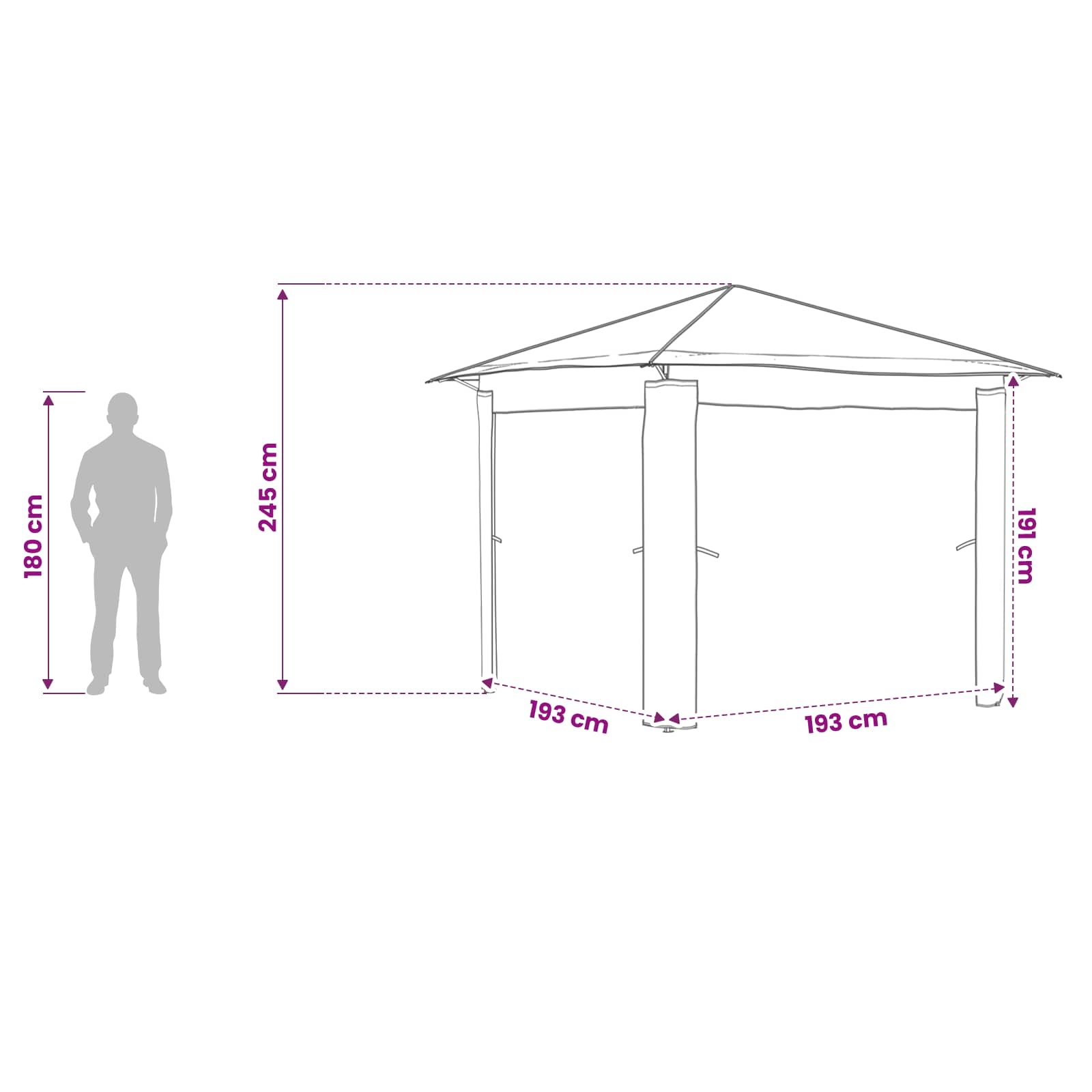 Gazebo bez bočne strane 2,6 x 2,6 m Krema i smeđa