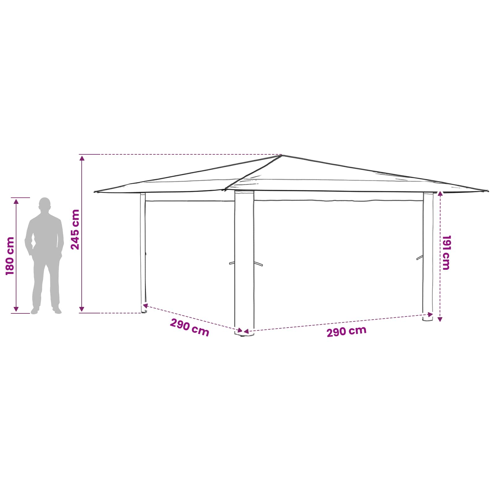 Gazebo bez bočnih strana 4 x 4 m Krema i smeđa