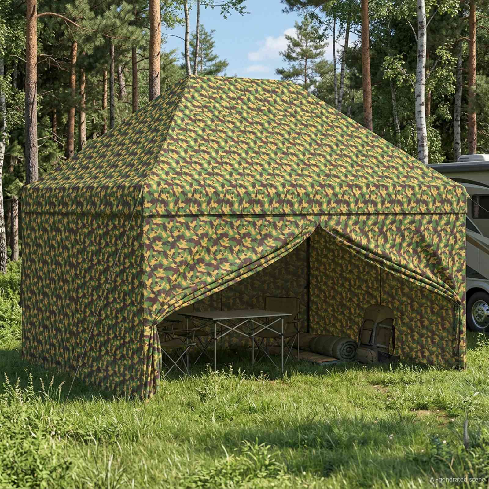 Šator sa 4 bočna zida 3 x 4 m Vojska kamuflaža