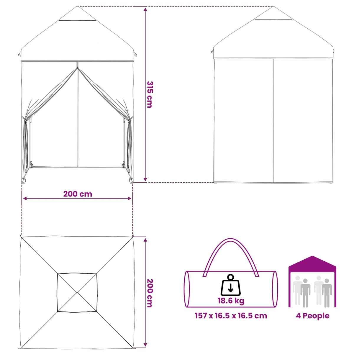 Pop-up Paviljon s 4 Zidova 2 x 2 m Plavi kamuflaža