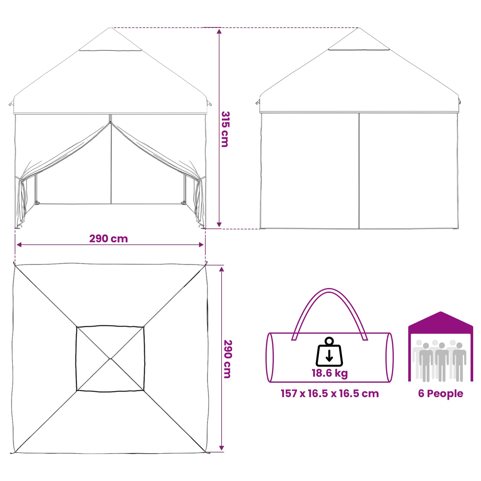 Pop-up Paviljon s 4 Zidova 3 x 3 m Šumski kamuflažni