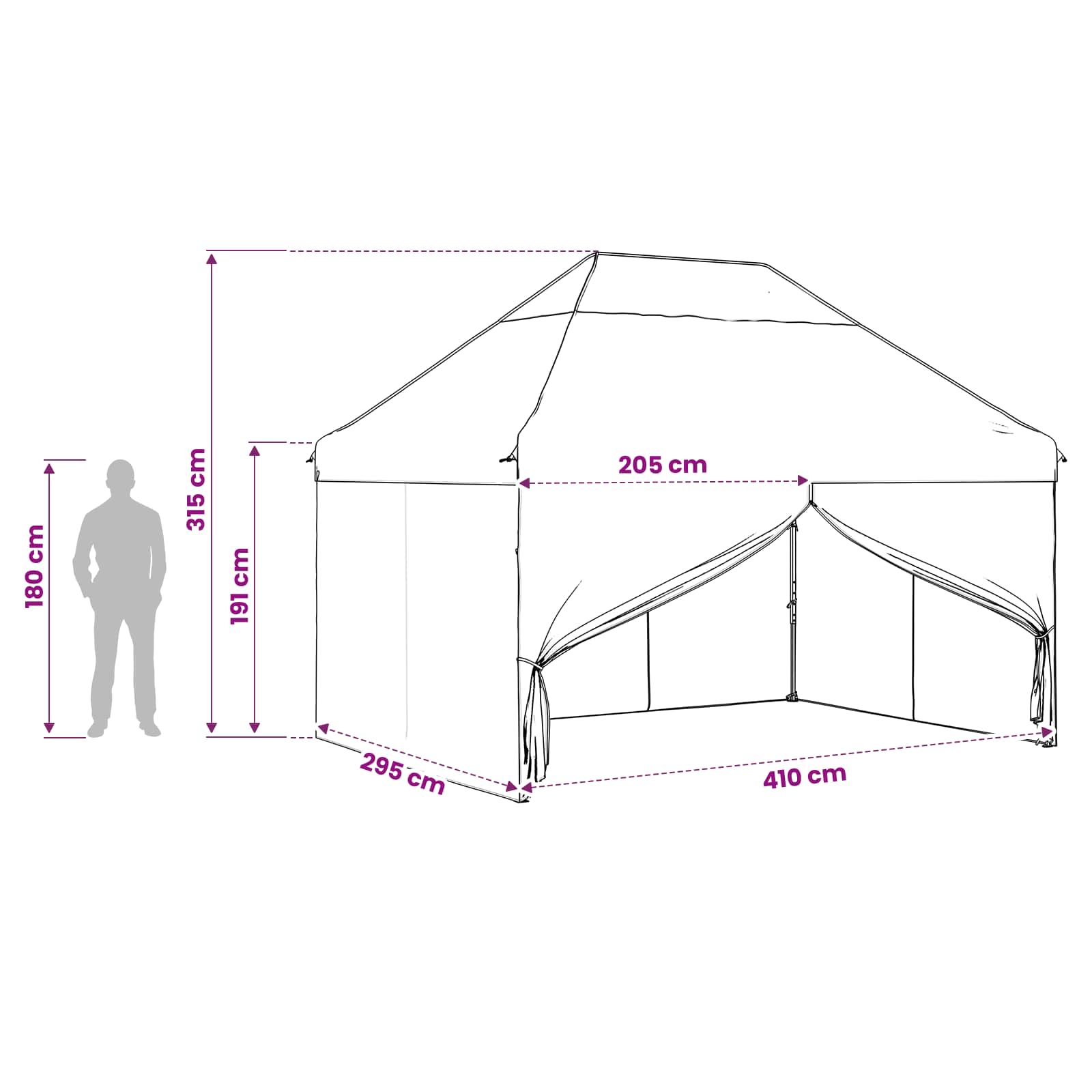 Pop-up Paviljon s 4 Zidova 3 x 4 m Šumski kamuflažni