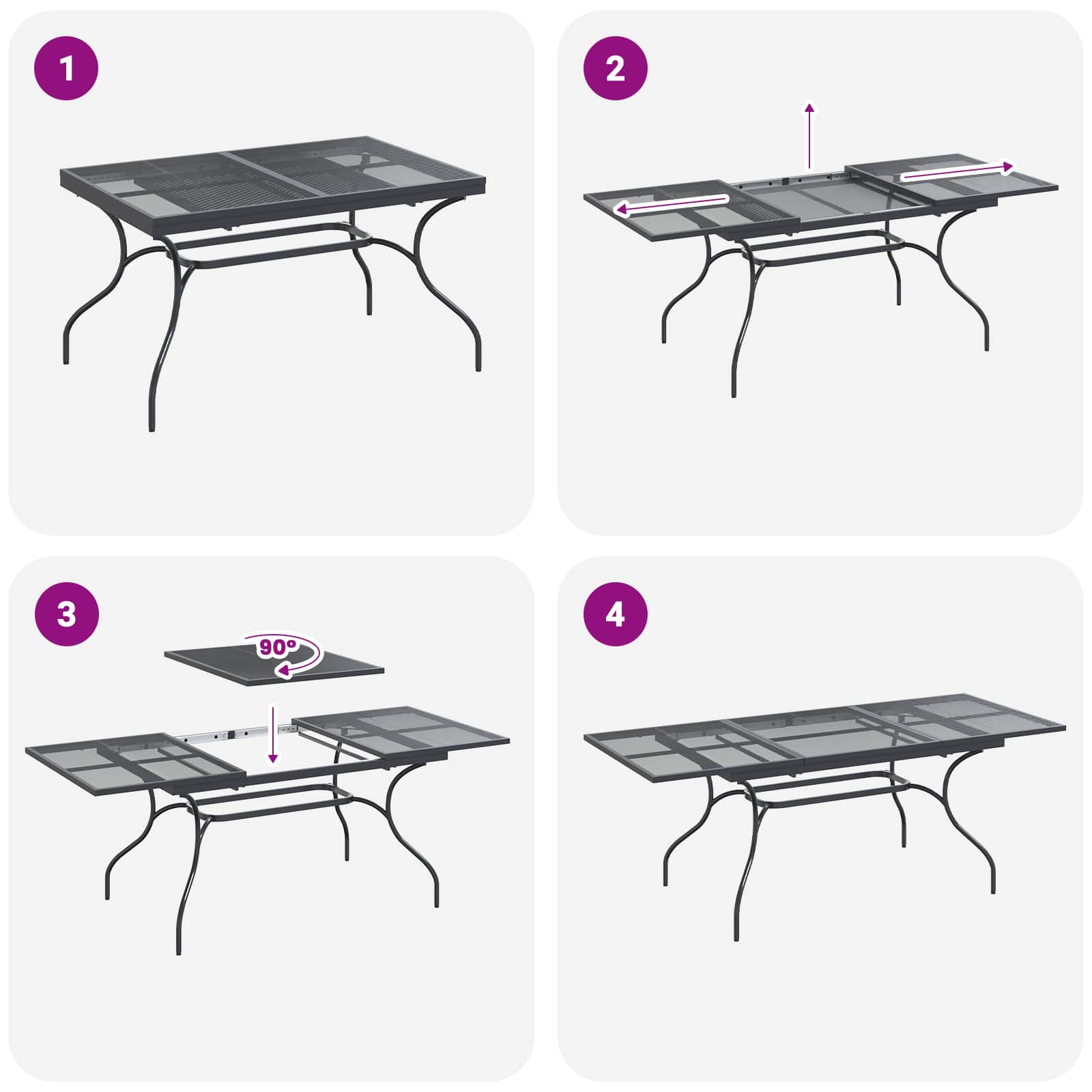 Vrtni set za objed 7 pcs Antracit Čelik