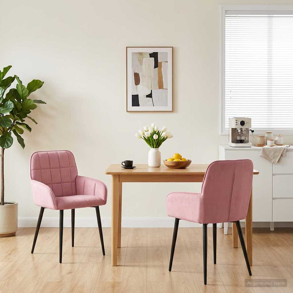 Trpezarijske stolice 2 pcs Baršun Ružičasta 57 x 50 x 85 cm