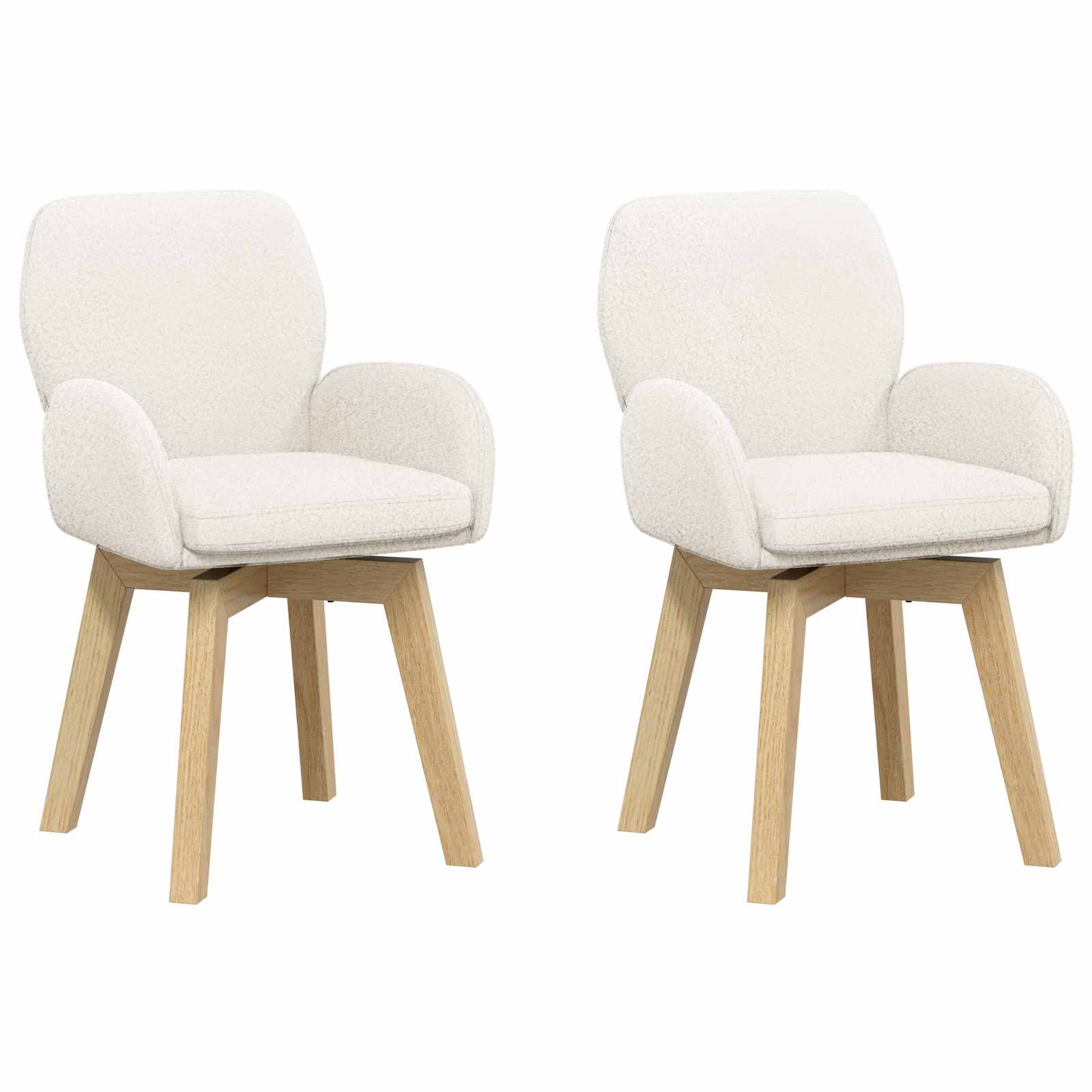 Okretne blagovaonske stolice 2 pcs Bouclé Krem 54 x 58 x 87 cm