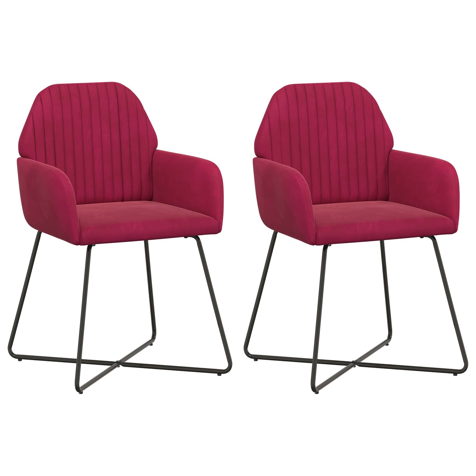 Trpezarijske stolice 2 pcs Baršun Vinska crvena 55 x 50 x 84 cm