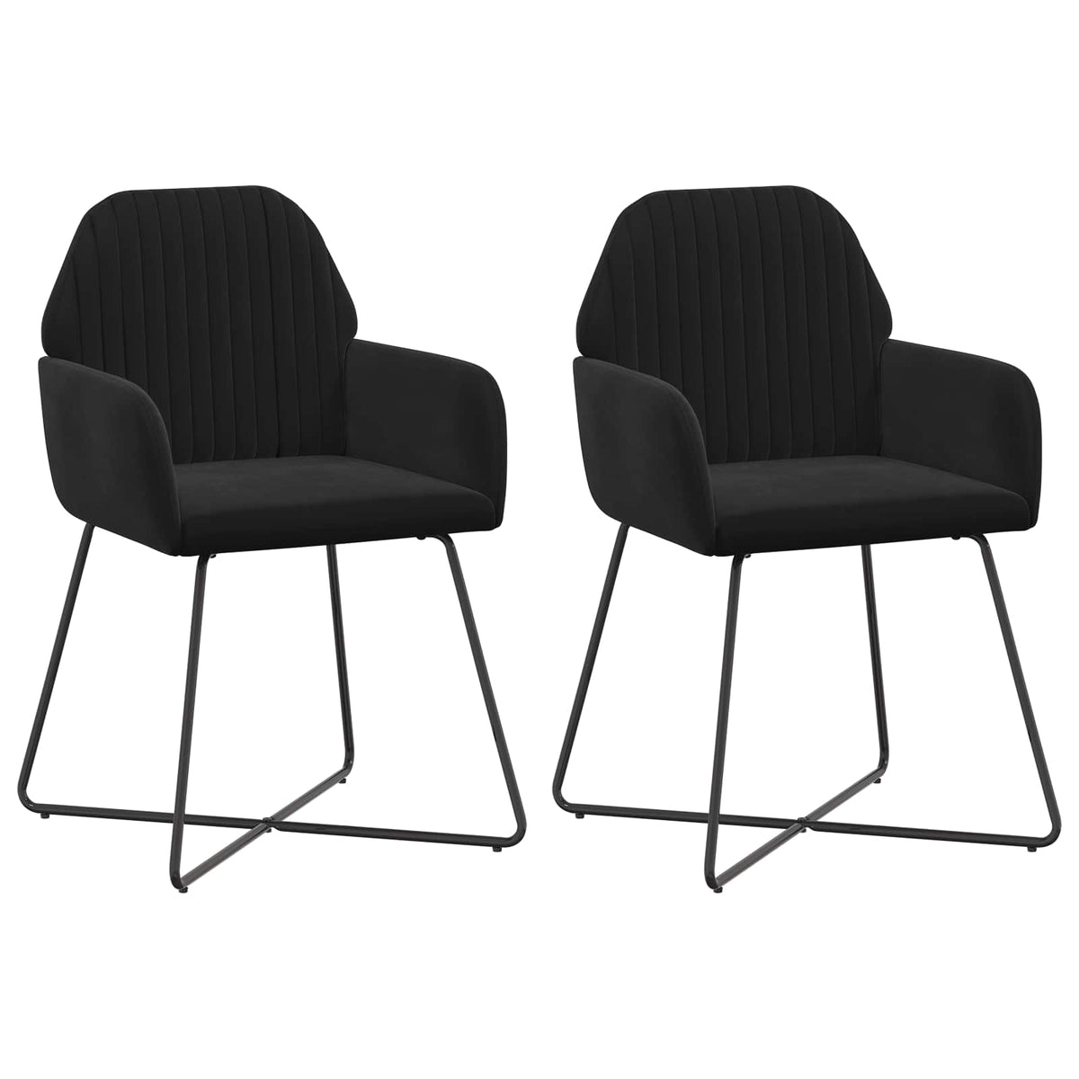 Trpezarijske stolice 2 pcs Baršun Crna 55 x 50 x 84 cm