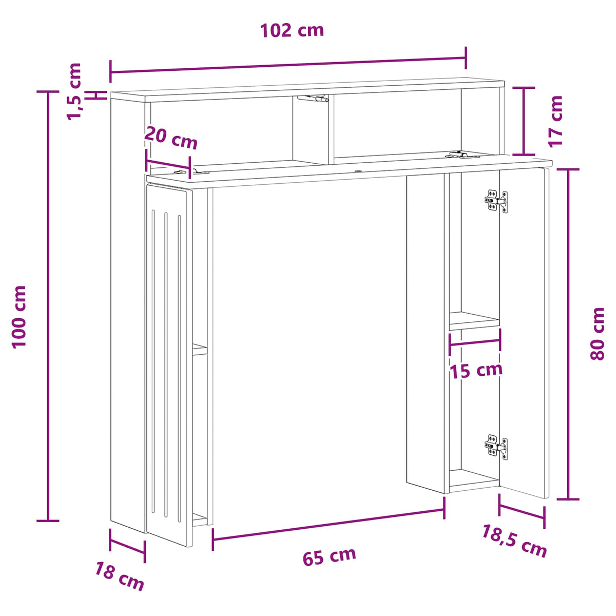 Okvir za kamin Bijela visokog sjaja 102 x 18 x 100,5 cm