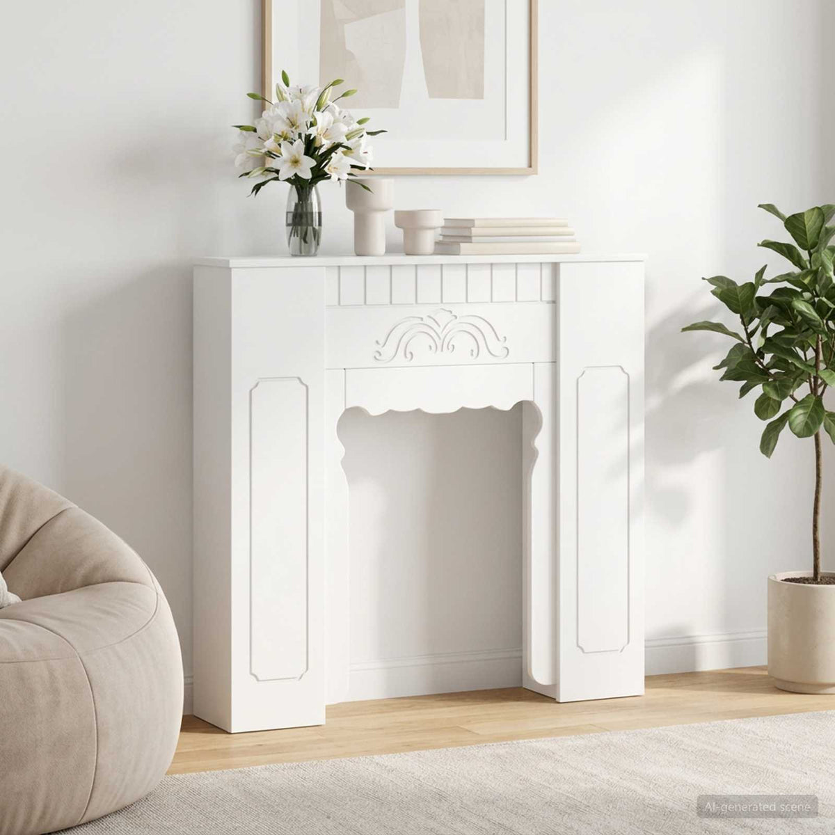 Okvir za kamin Bijela 93 x 20 x 89 cm Konstruirano drvo