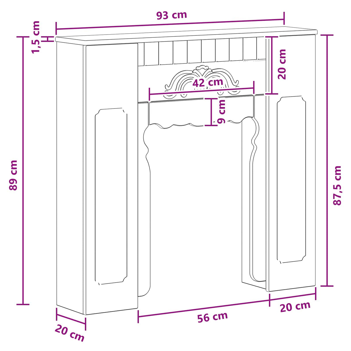 Okvir za kamin Bijela 93 x 20 x 89 cm Konstruirano drvo