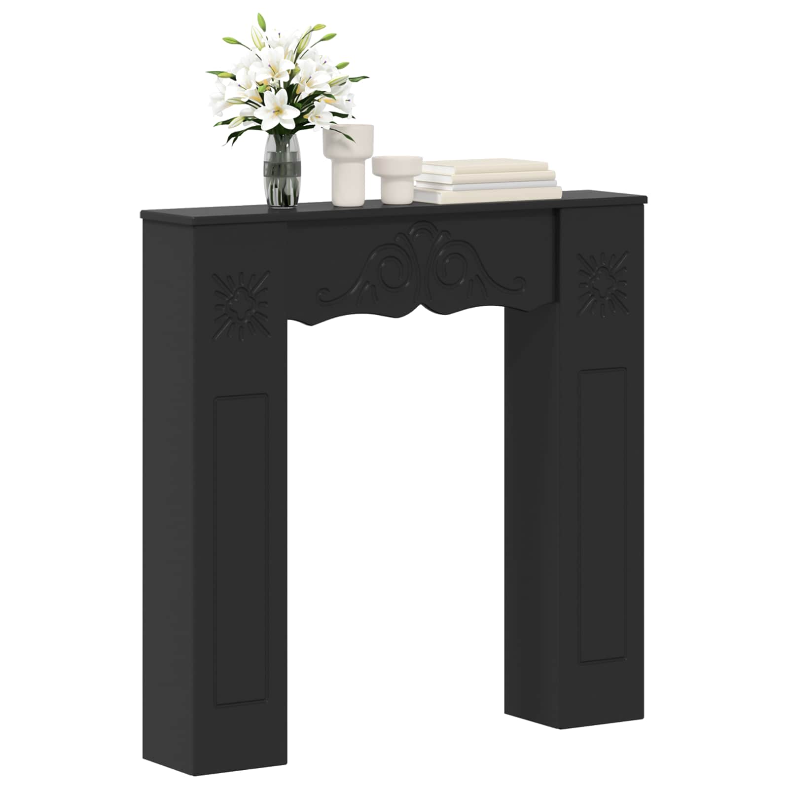 Okvir za kamin Crna 102 x 20 x 102 cm Konstruirano drvo