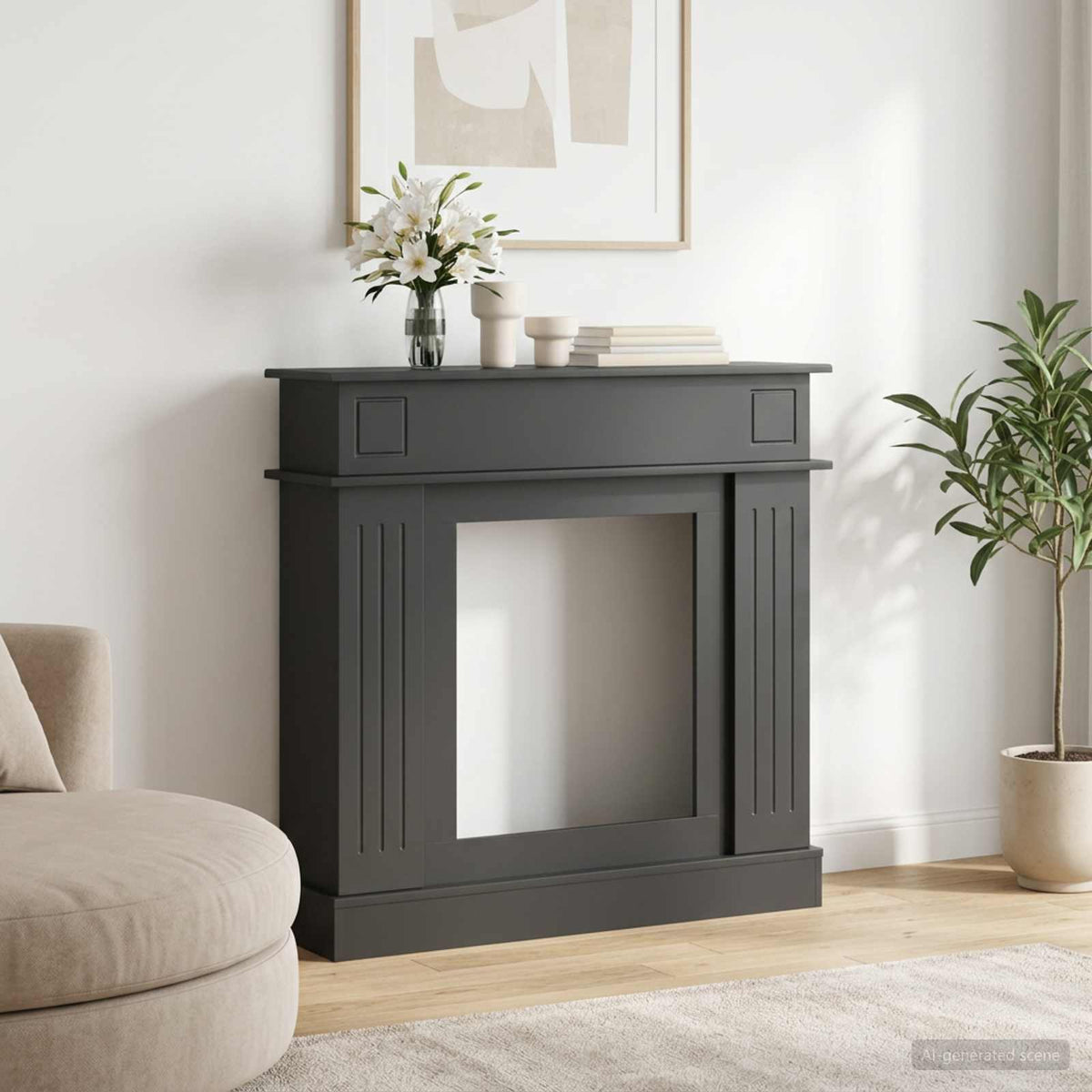 Okvir za kamin Crna 102 x 26 x 100 cm Konstruirano drvo