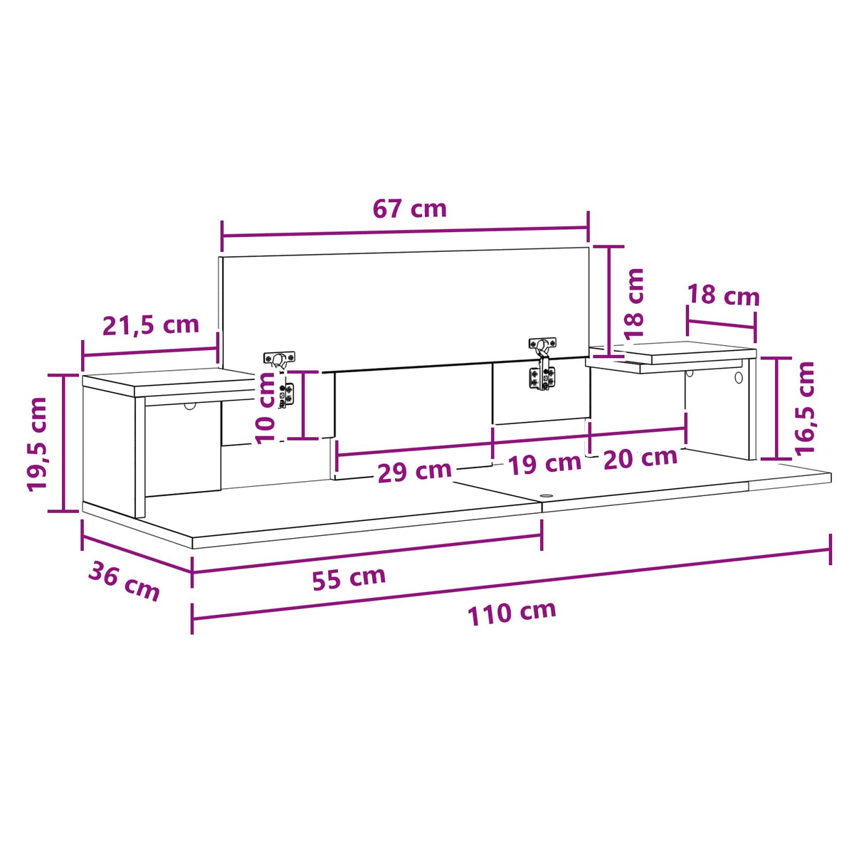 Studio radni stol Bijela 110 x 36 x 19,5 cm Konstruirano drvo