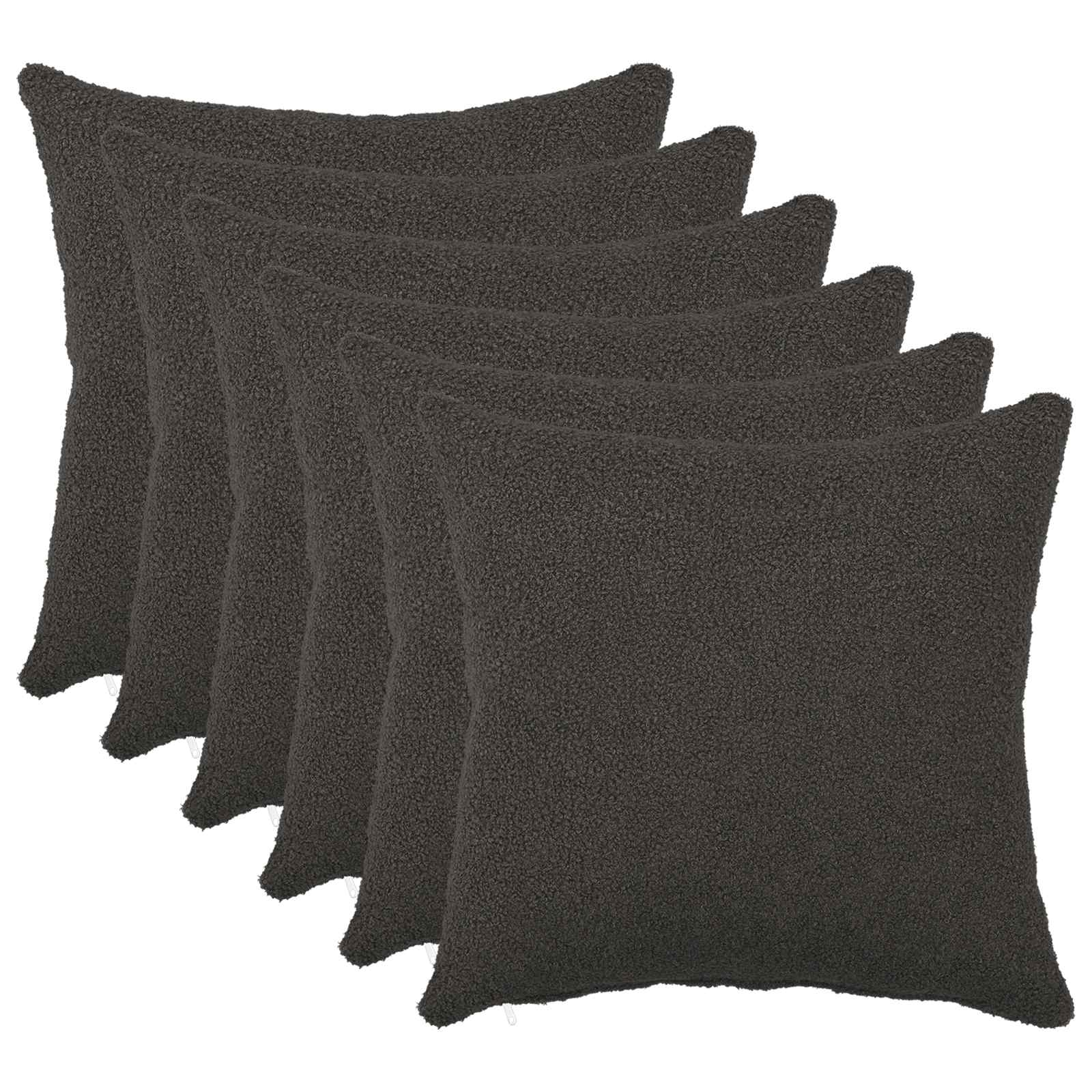 Presvlaka za jastuk 6 pcs HEERLEN Tamnosiva 40 x 40 cm Bouclé