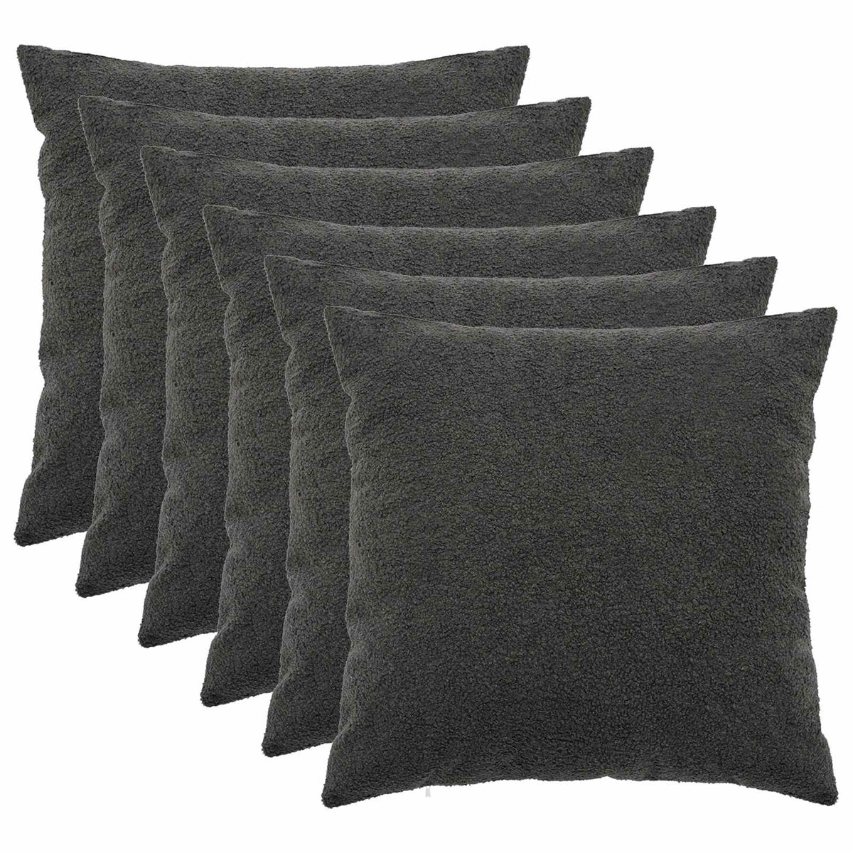 Presvlaka za jastuk 6 pcs HEERLEN Tamnosiva 60 x 60 cm Bouclé