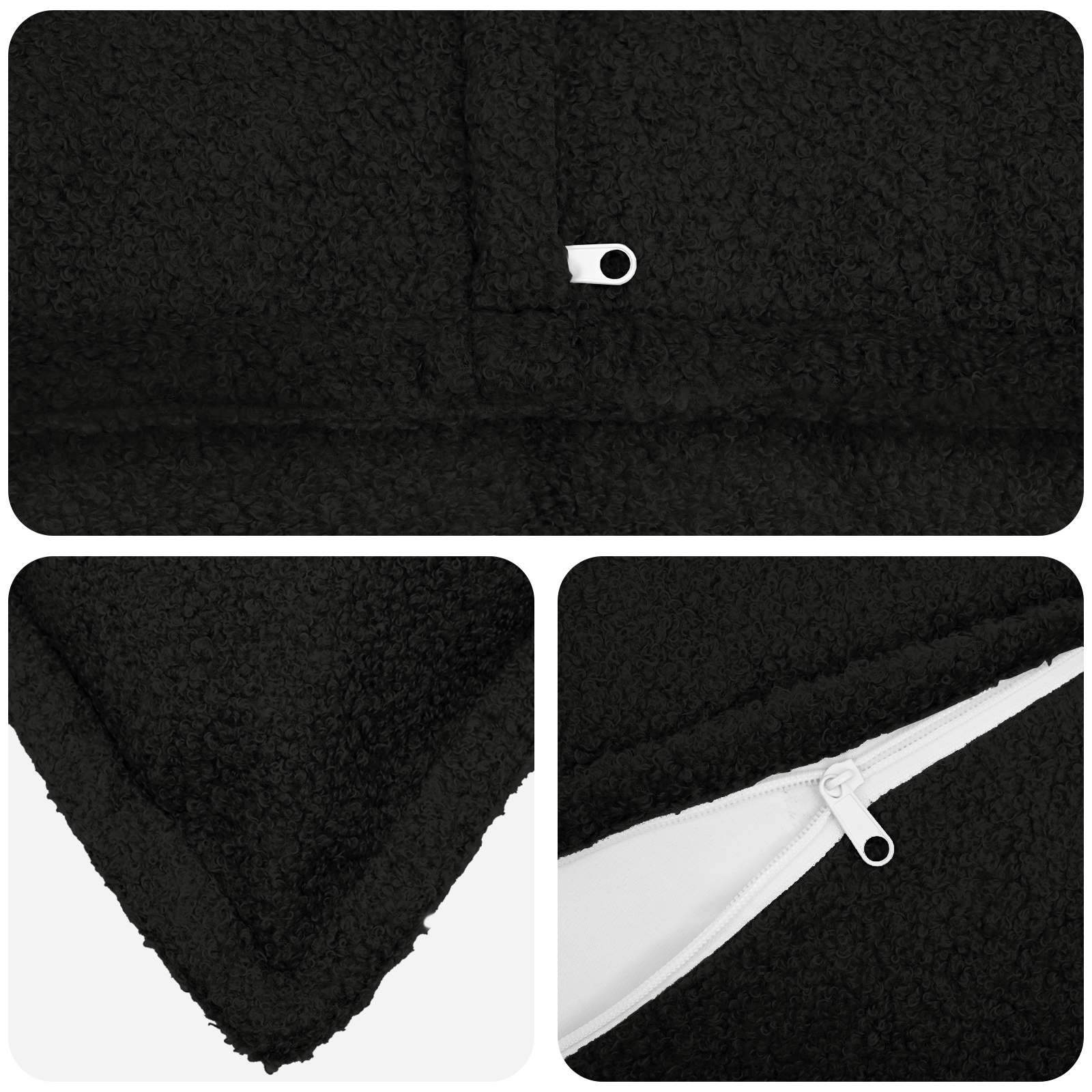 Presvlaka za jastuk 2 pcs HOUTEN Crna 50 x 80 cm Bouclé