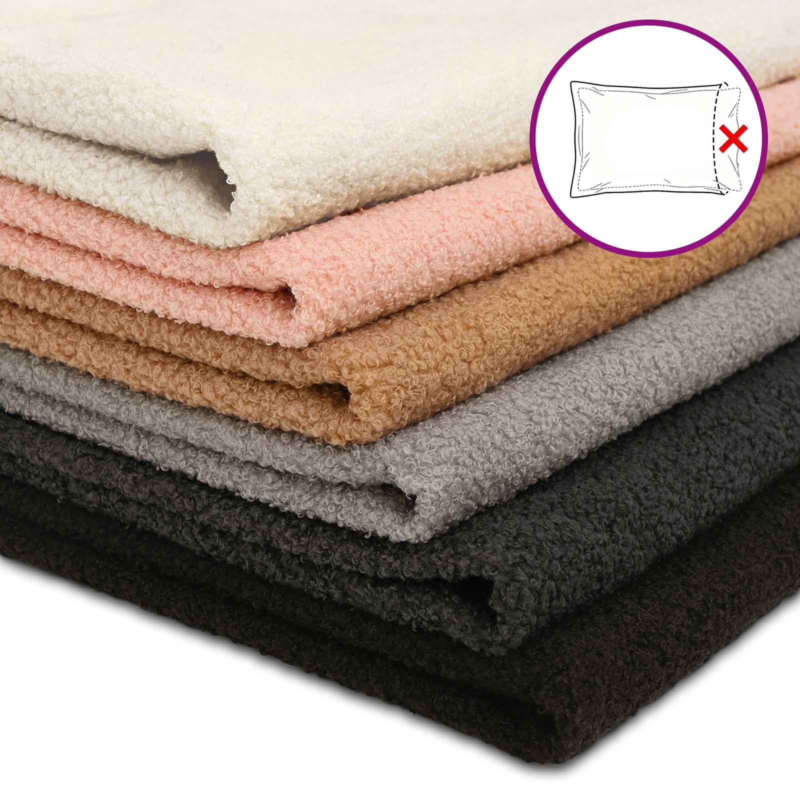 Presvlaka za jastuk 6 pcs HOUTEN Tamnosiva 65 x 65 cm Bouclé