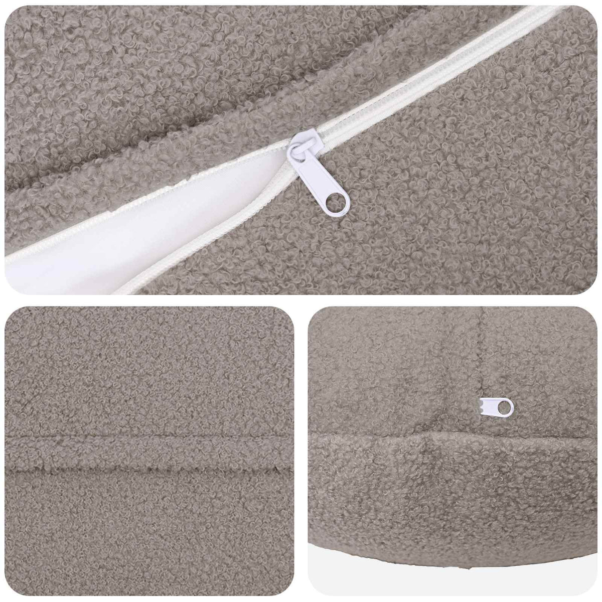 Presvlaka za jastuk 6 pcs HEERLEN Svjetlosiva Ø 30 cm Bouclé