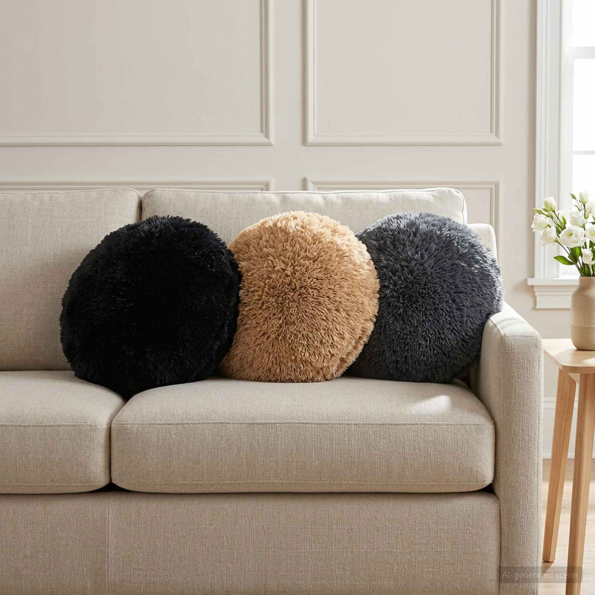 Presvlaka za jastuk 6 pcs HEERLEN Sivosmeđa Ø 30 cm PV flis