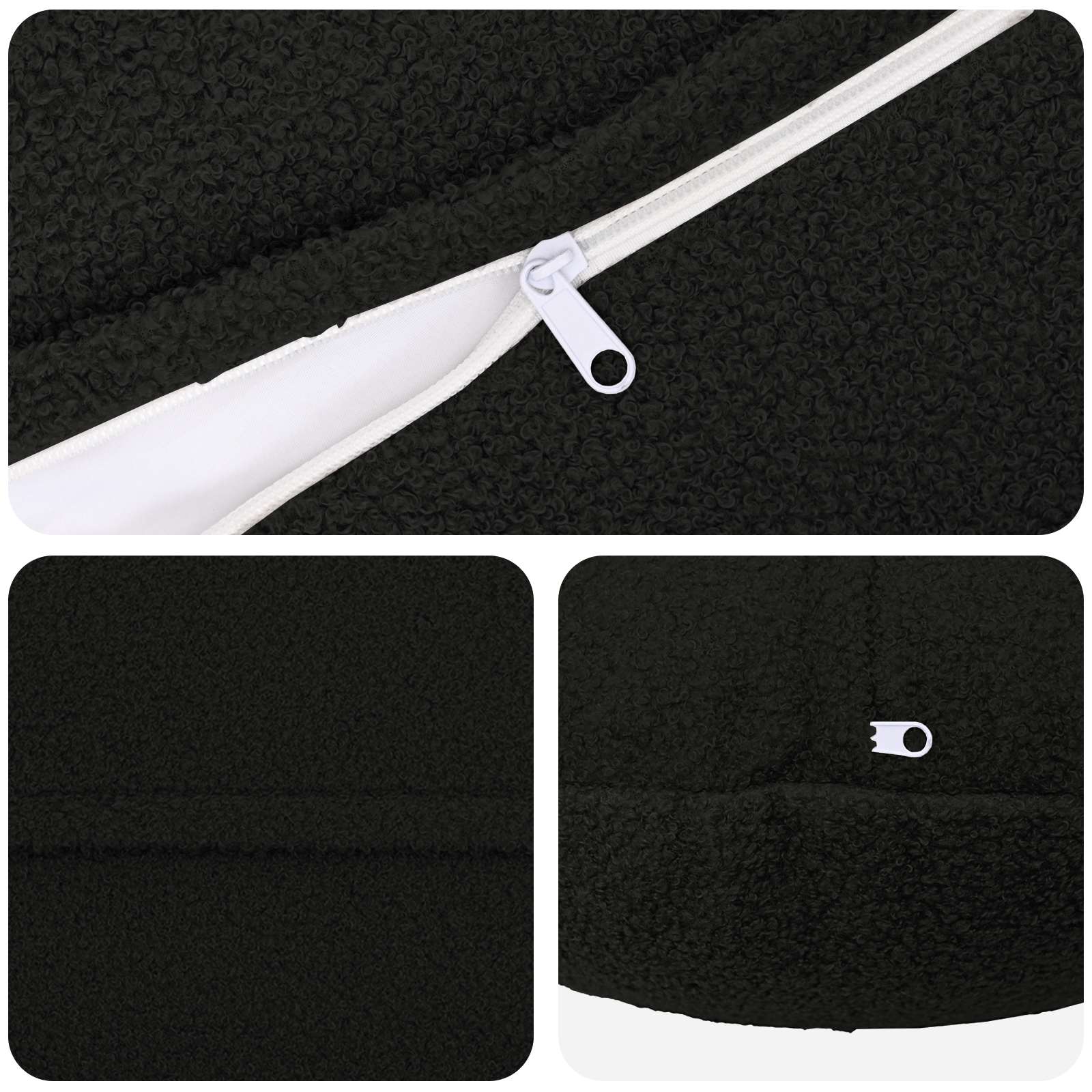 Presvlaka za jastuk 2 pcs HEERLEN Crna Ø 40 cm Bouclé