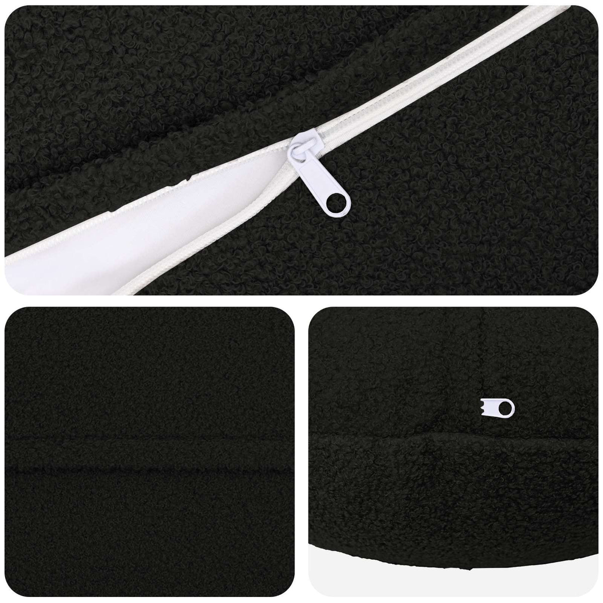 Presvlaka za jastuk 6 pcs HEERLEN Crna Ø 50 cm Bouclé