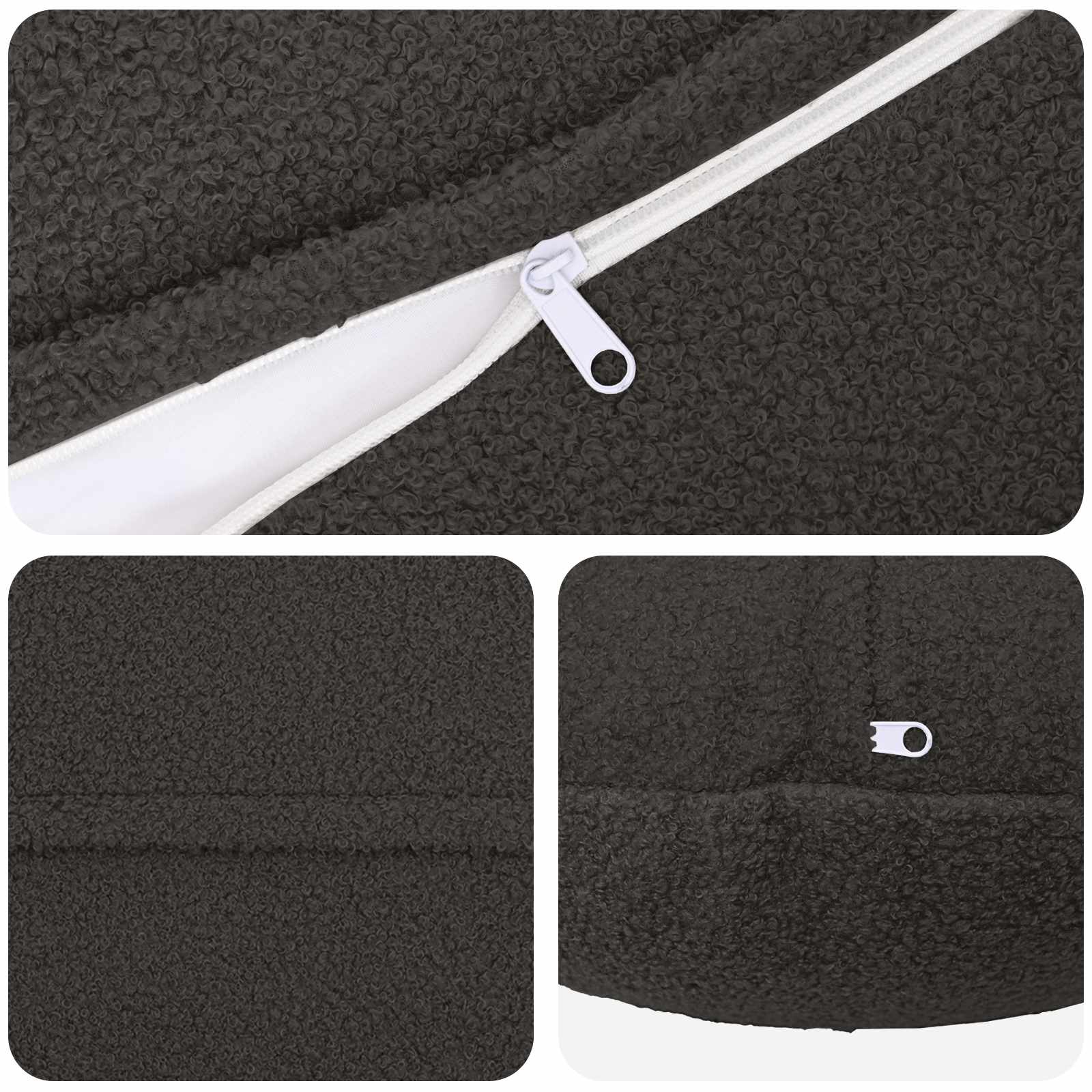 Presvlaka za jastuk 6 pcs HEERLEN Tamnosiva Ø 60 cm Bouclé