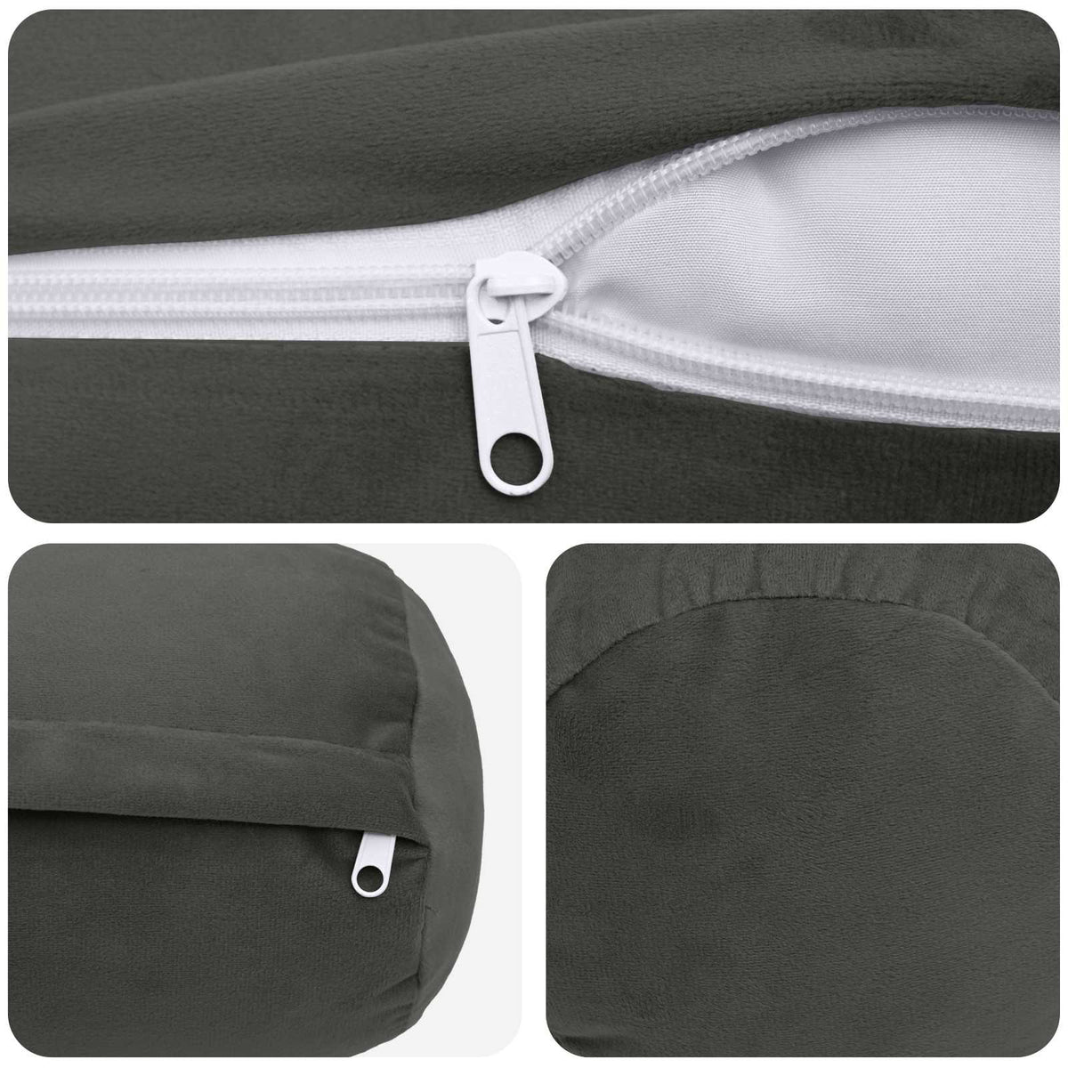 Presvlaka za jastuk 2 pcs HEERLEN Tamnosiva Ø 15 x 40 cm Baršun